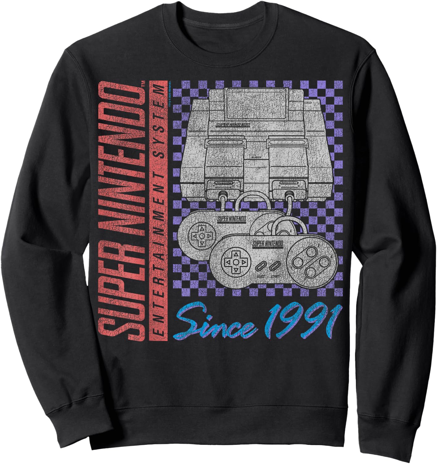 Super Nintendo Entertainment System Retro Faded 1991 Logo Sweatshirt - Sweatshirt | Black
