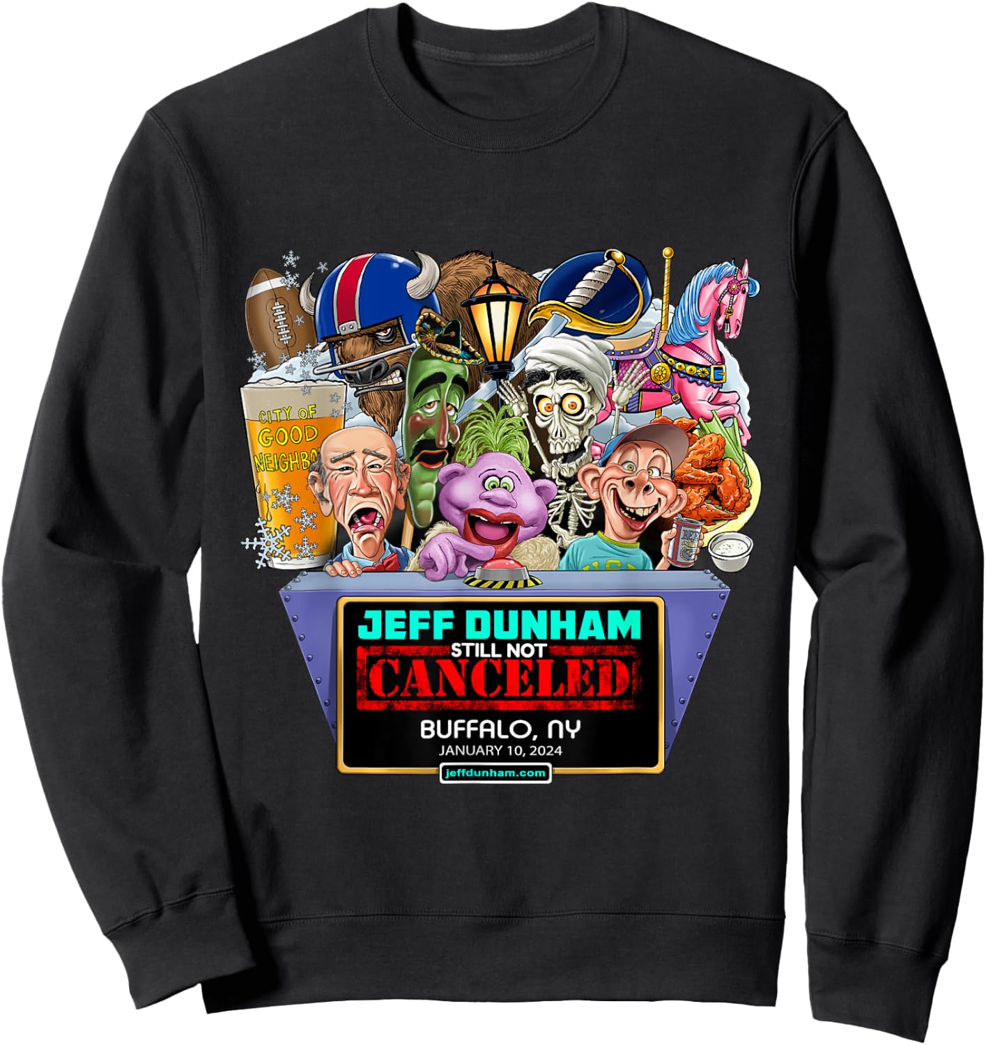 Jeff Dunham Buffalo, NY (2024) Sweatshirt - Sweatshirt | Black