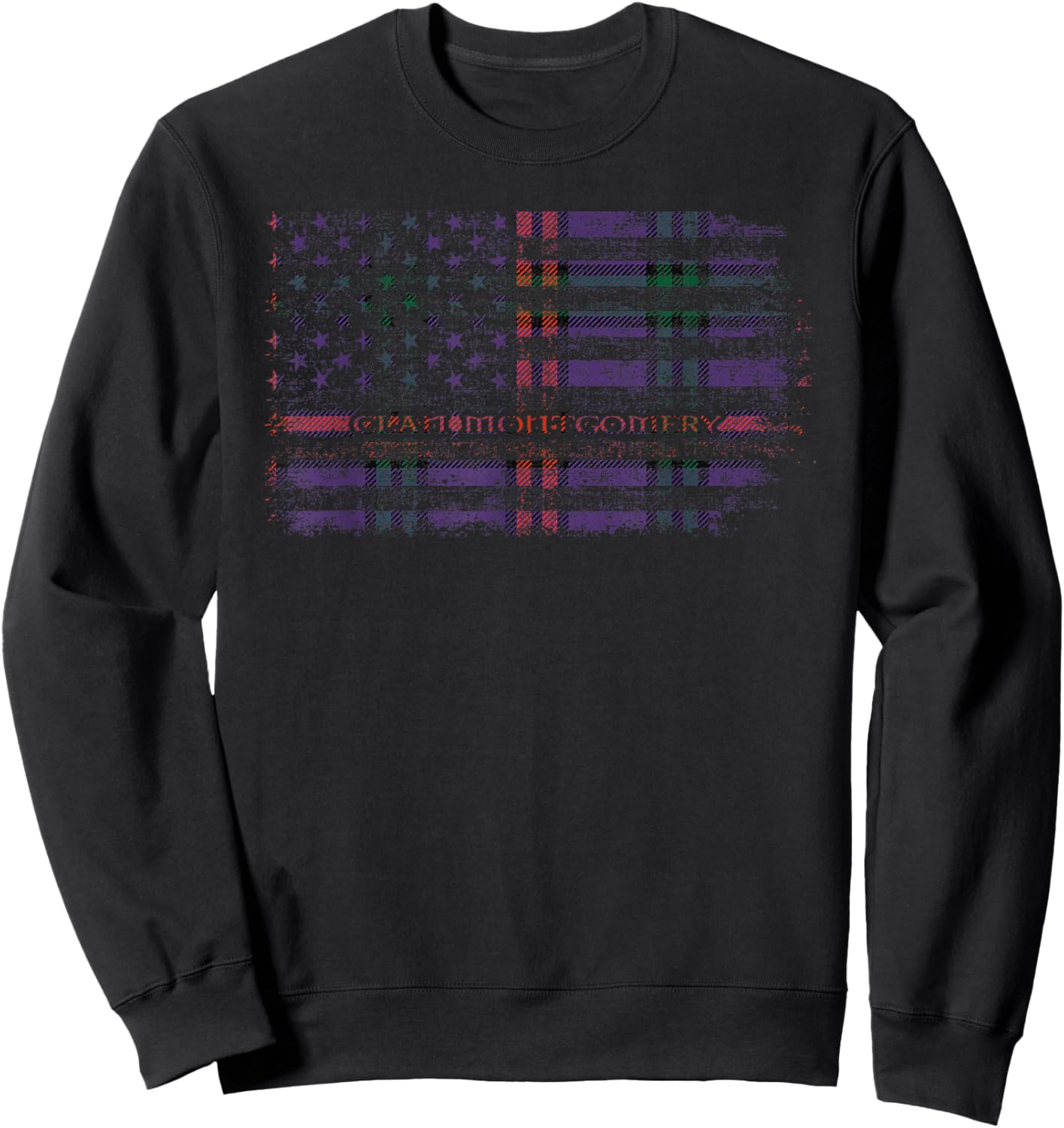 Clan Montgomery Scottish tartan US flag kilt Scotland Sweatshirt - Sweatshirt | Black