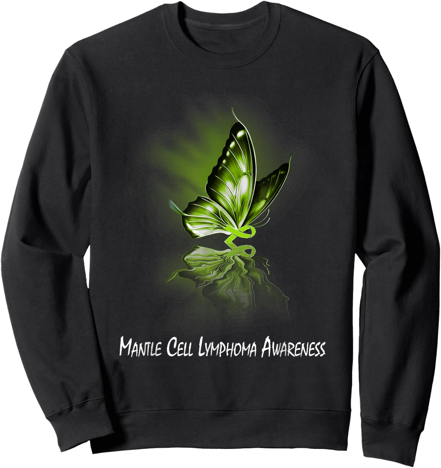 Butterfly Ribbon Mantle Cell Lymphoma Awareness Sweatshirt - Sweatshirt | Black