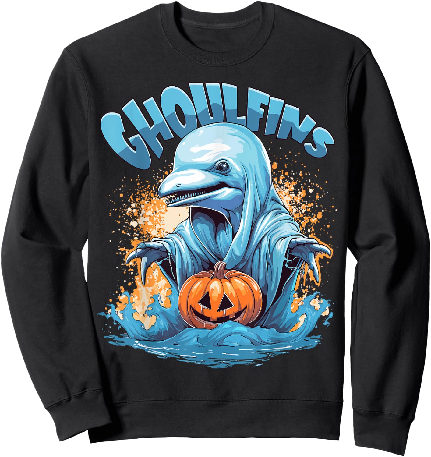 Ghoulfins - Dolphin Halloween Costume For Adult Men Women Sweatshirt - Sweatshirt | Black