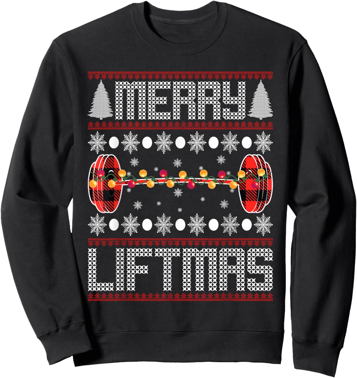 Xmas Apparel Merry Liftmas Christmas Gym Workout Weightlifting Fitness Sweatshirt - Sweatshirt | Black