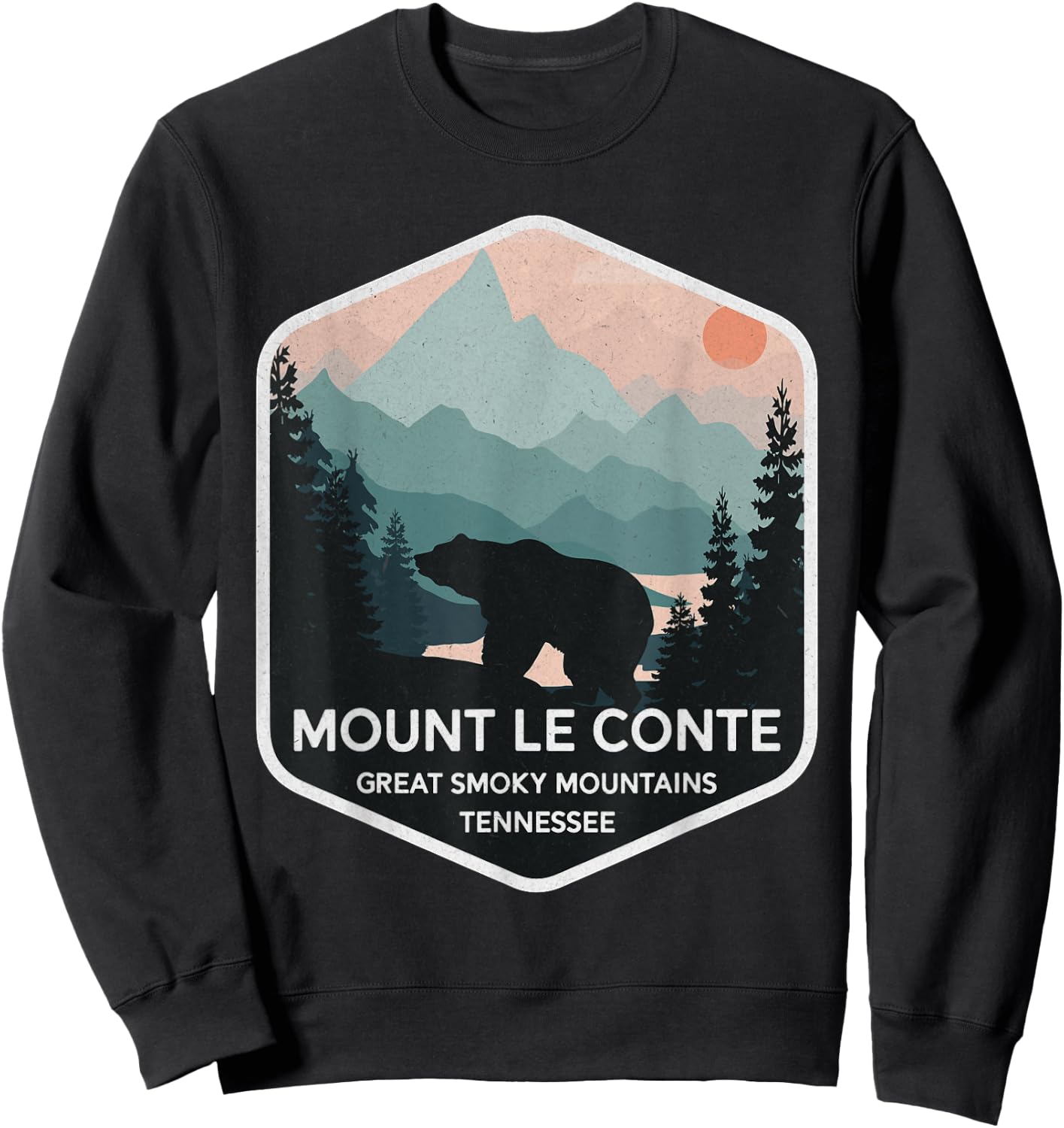 Mount Le Conte Great Smoky Mountains Tennessee Vintage Bear Sweatshirt - Sweatshirt | Black