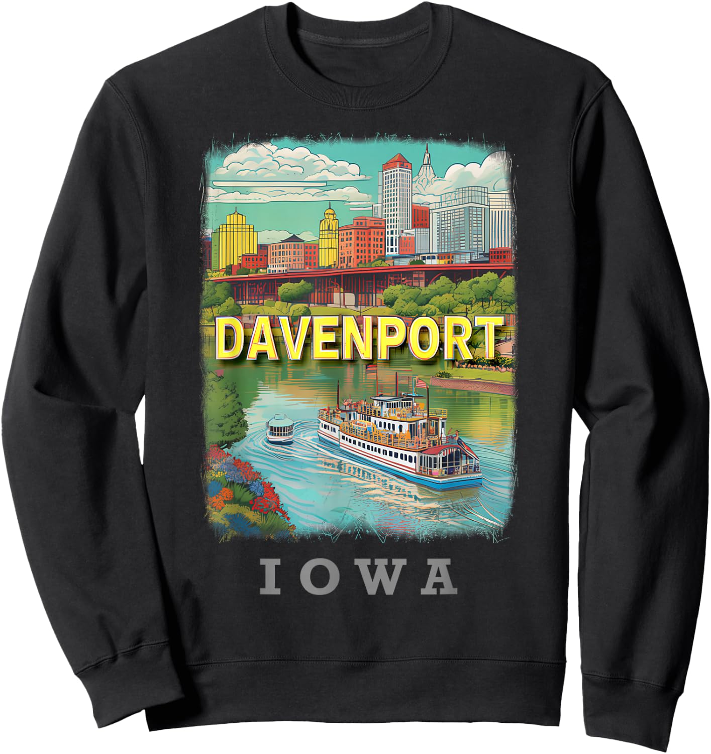 Davenport Iowa IA Riverfront Bliss SD914 Sweatshirt - Sweatshirt | Black