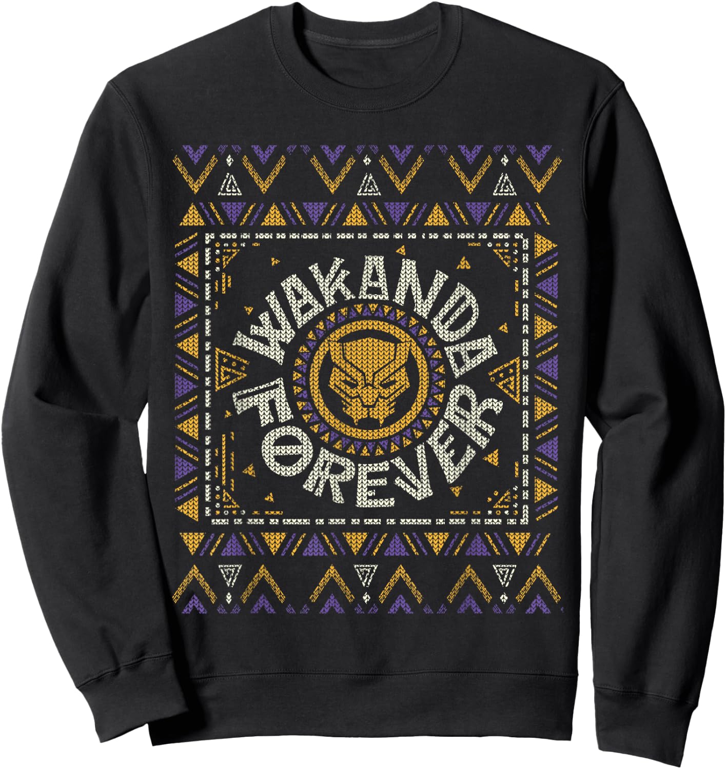 Marvel Black Panther Wakanda Forever Holiday Sweater Sweatshirt - Sweatshirt | Black