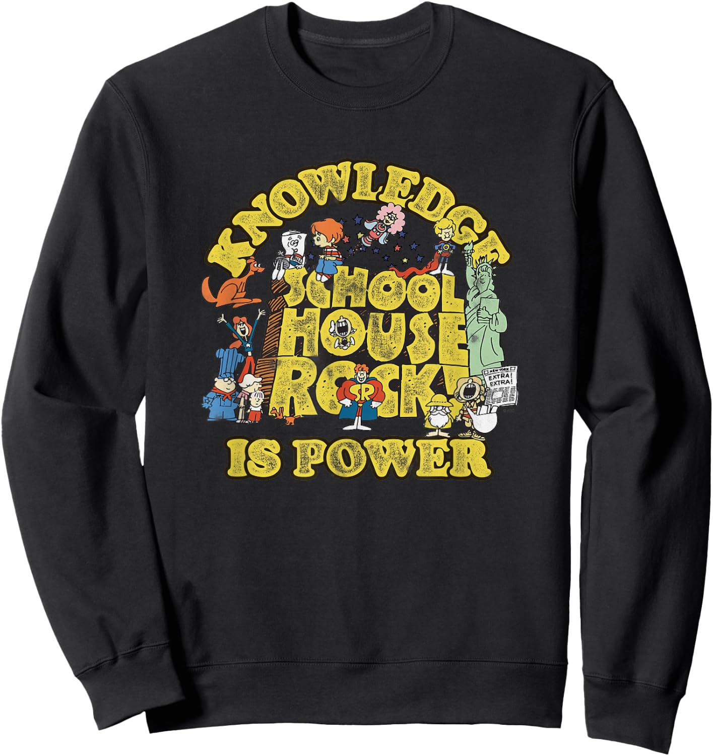 Schoolhouse Rock Knowledge is Power Logo Vintage TV Show Sweatshirt - Sweatshirt | Black