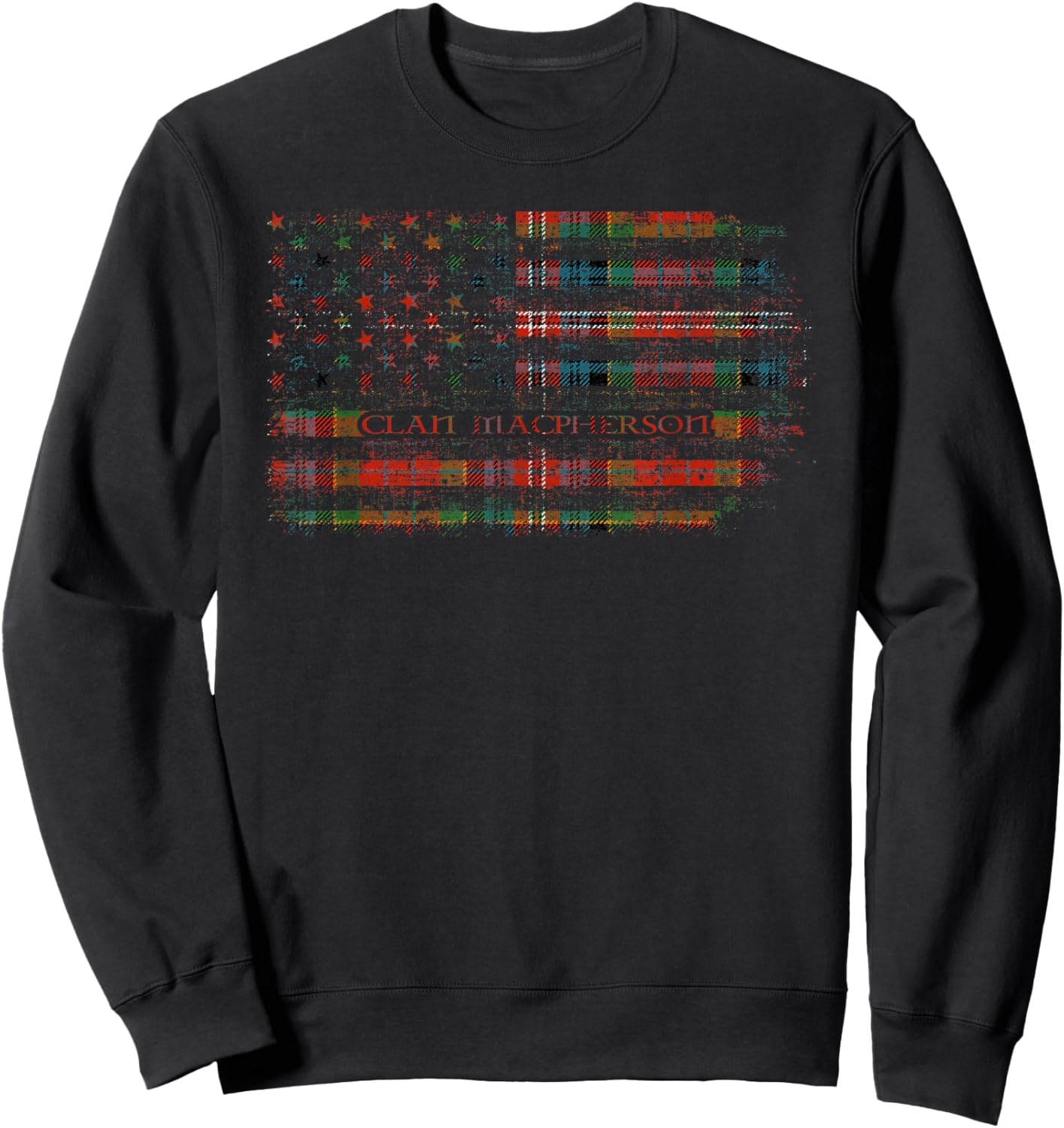 Clan MacPherson Scottish tartan US flag kilt Scotland Sweatshirt - Sweatshirt | Black