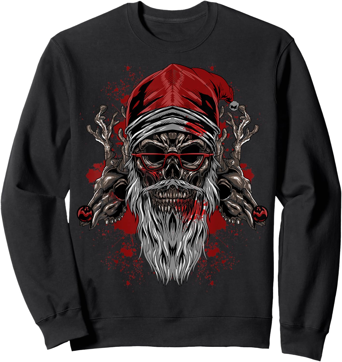 Evil Santa Skull Heavy Xmas Gift Sweatshirt - Sweatshirt | Black