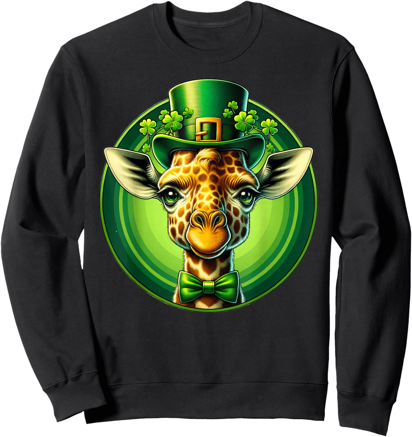 Funny Leprechaun Giraffe St Patricks Day Kids Men Women Sweatshirt - Sweatshirt | Black