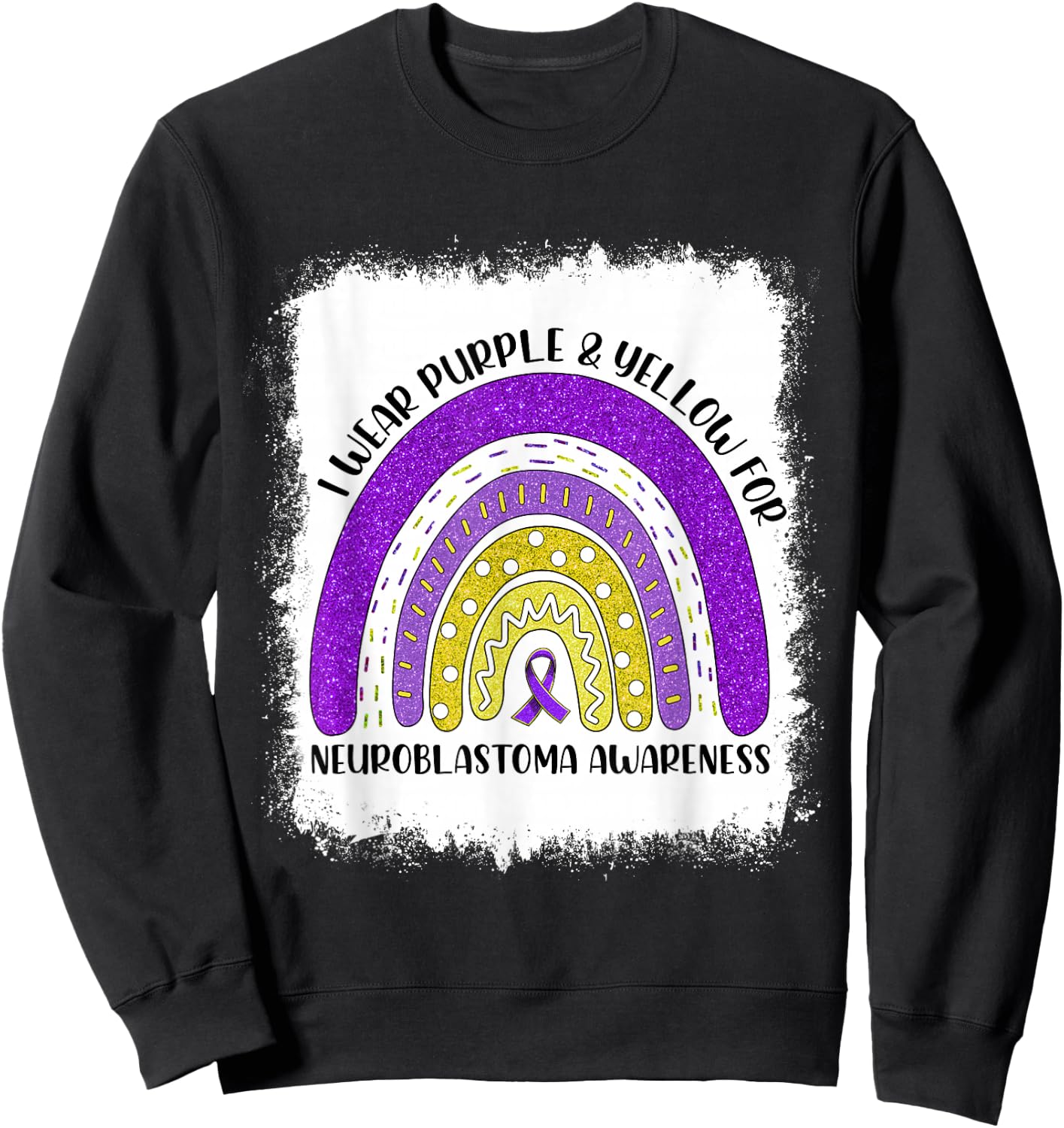 Rainbow I Wear Gold For Neuroblastoma Awareness Month Sweatshirt - Sweatshirt | Black