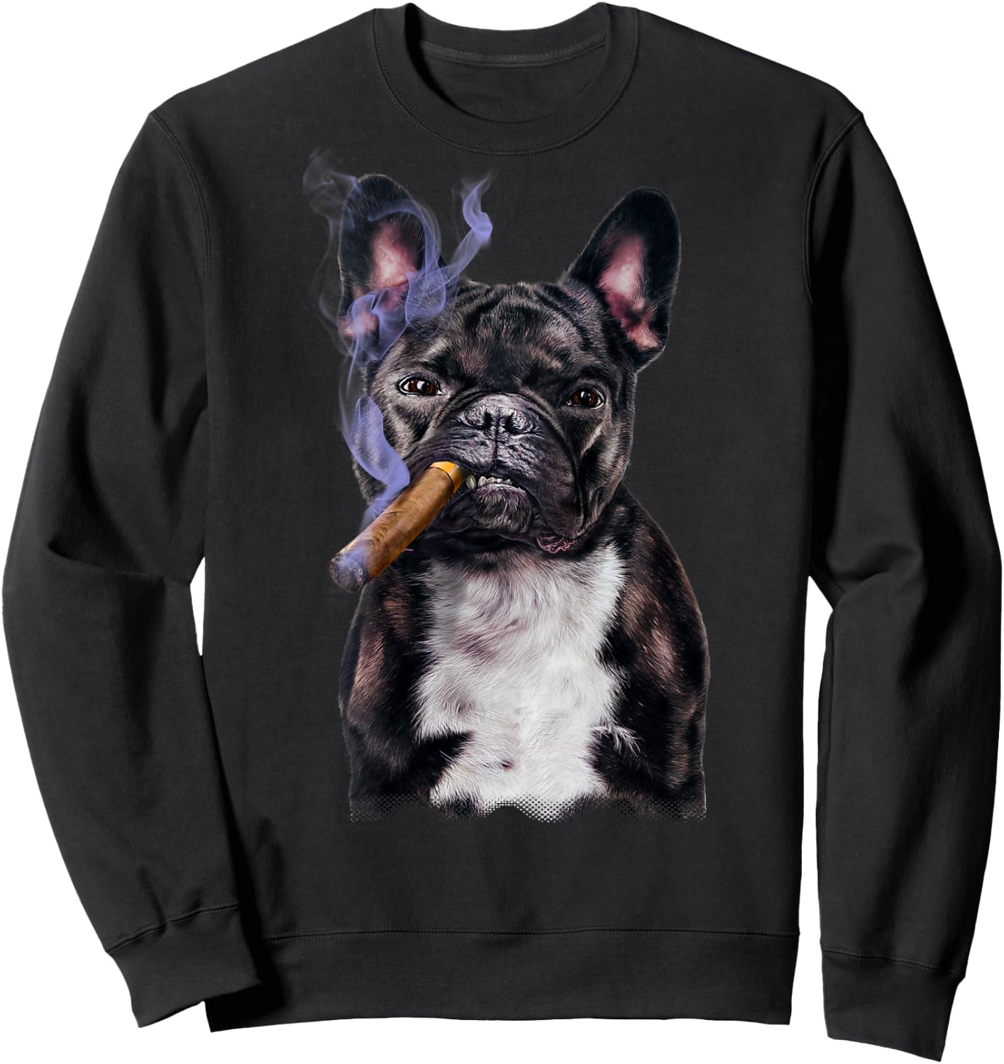 French Bull Dog with Cigar Women Sweatshirt - Sweatshirt | Black