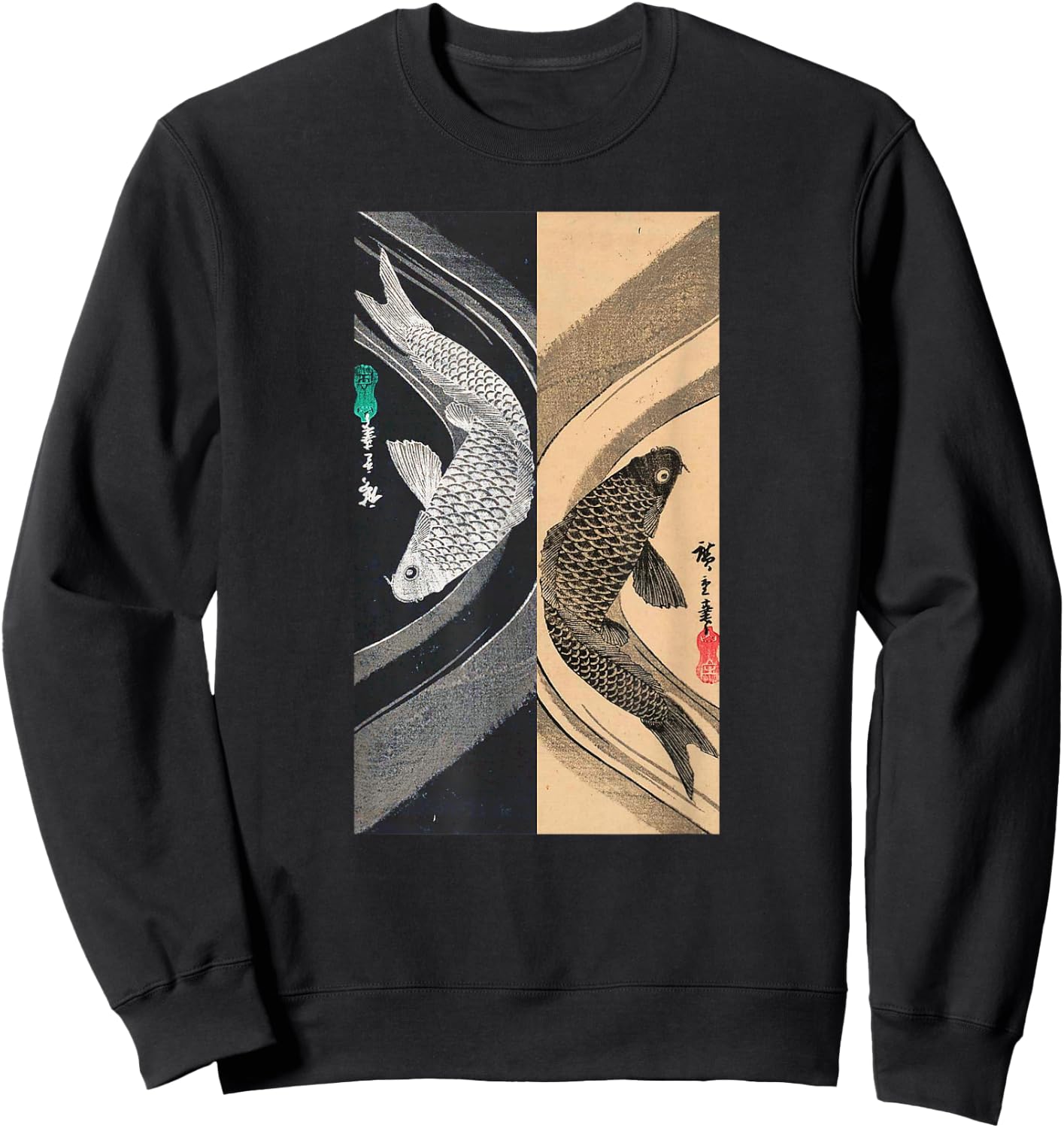 Japanese Art Fish Graphic Design 3 Sweatshirt - Sweatshirt | Black