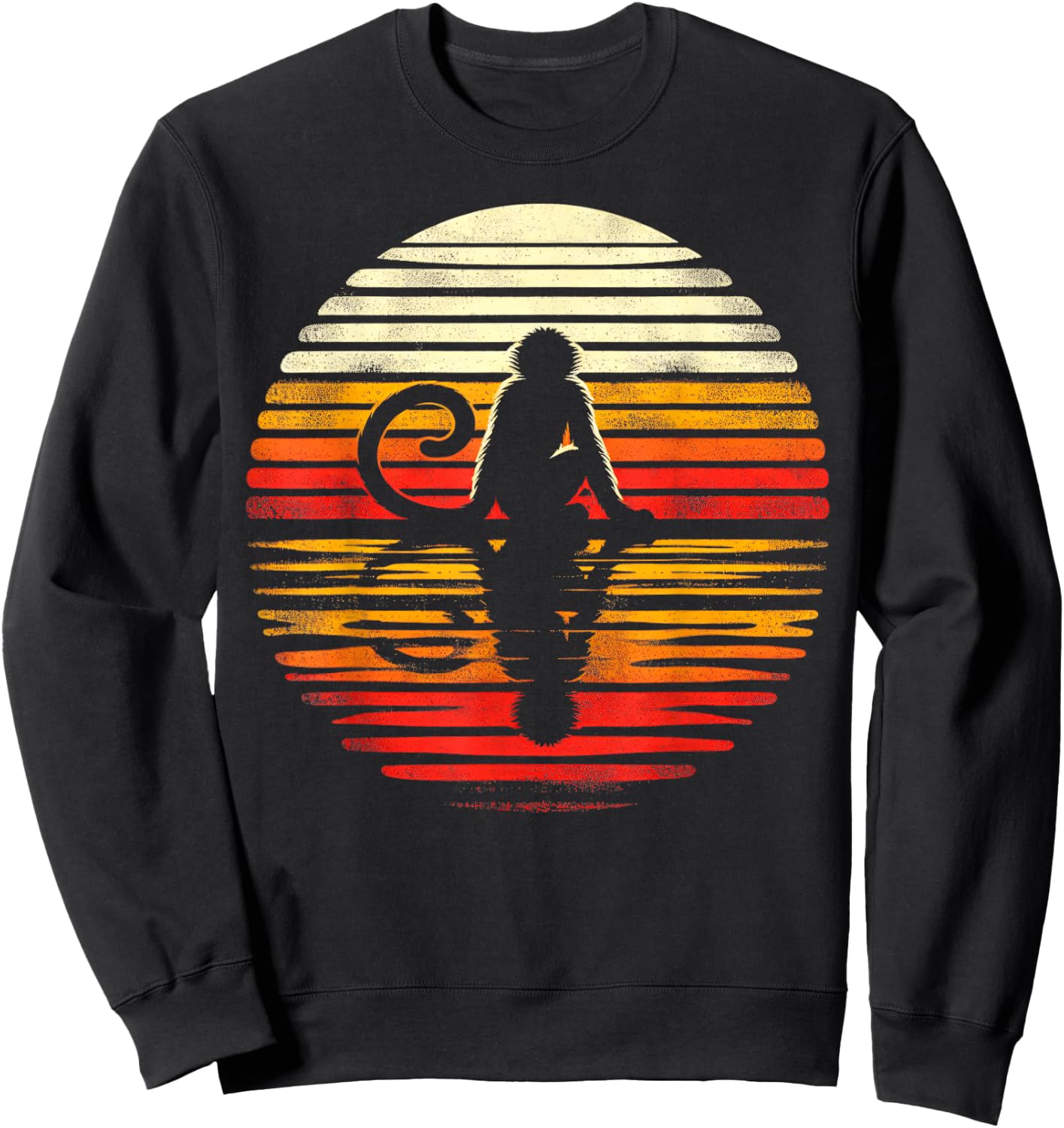 Spider Monkey Sunset Retro Style Safari Vintage 70s Sweatshirt - Sweatshirt | Black