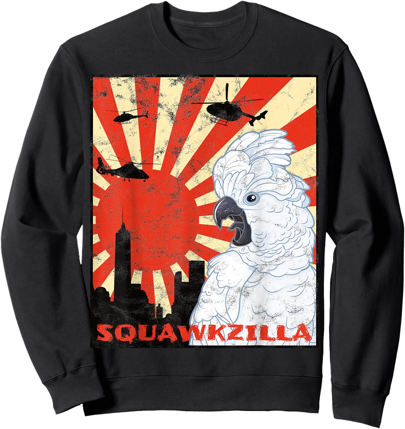 Squawk Zilla Umbrella Cockatoo Parrot Squawking Sweatshirt - Sweatshirt | Black