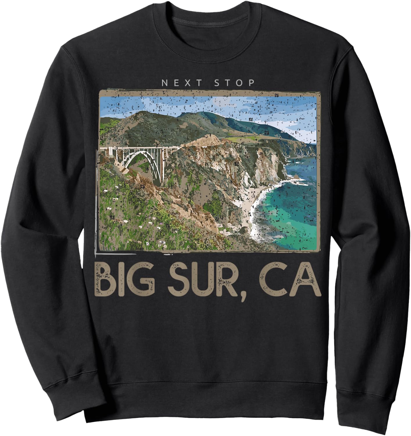 Big Sur, CA Next Stop Vintage Sweatshirt - Sweatshirt | Black