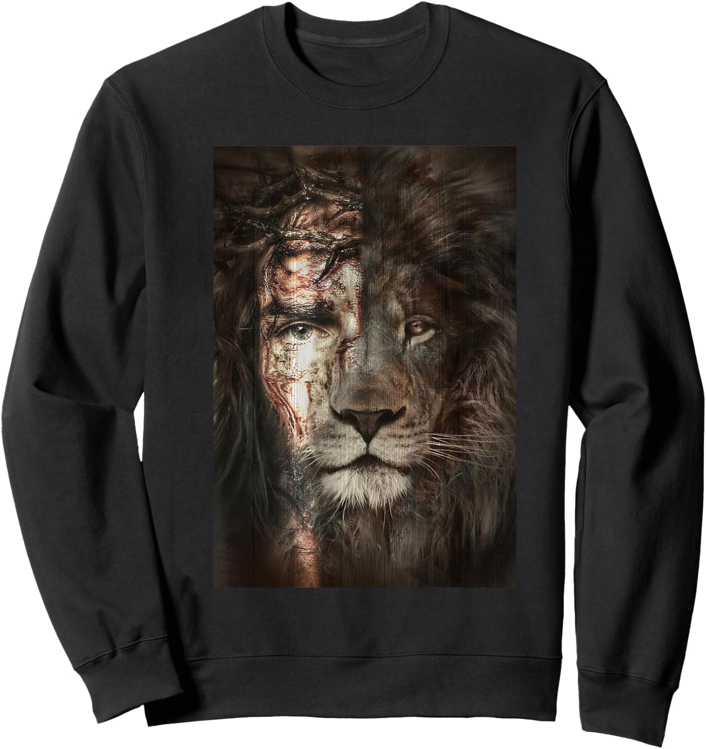 Jesus and lion Christian Gifts Sweatshirt - Sweatshirt | Black