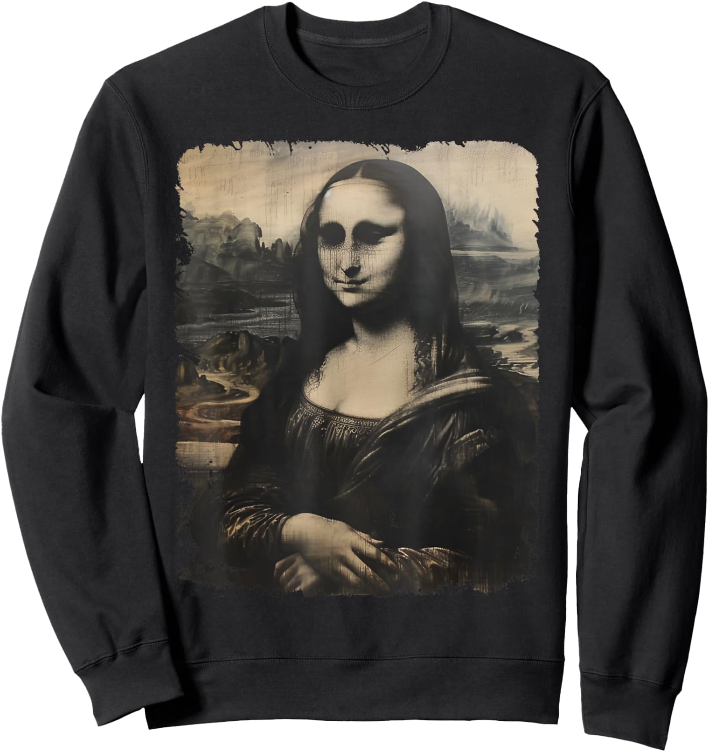 Scary Mona Lisa Creepy Halloween Portrait Men Women Sweatshirt - Sweatshirt | Black