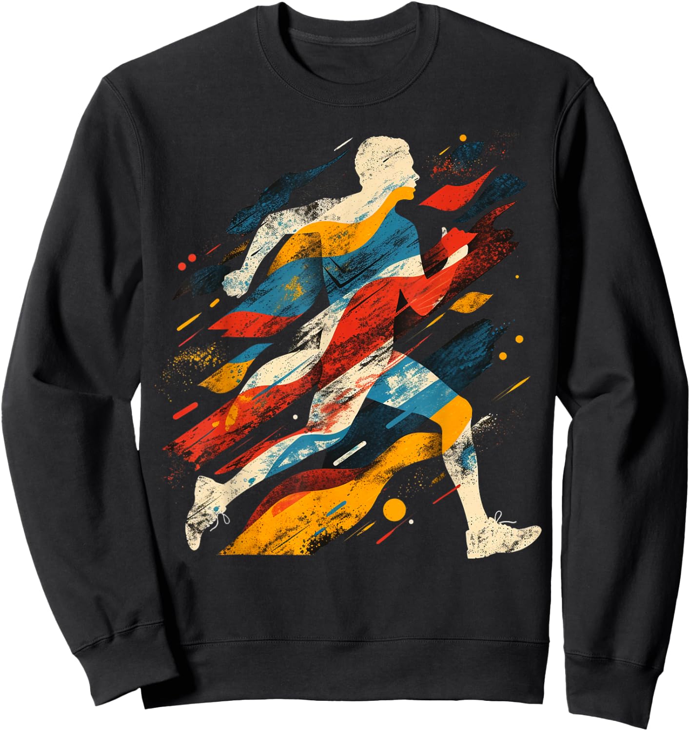 Artsy Cross country runner on Abstract Art Running Sweatshirt - Sweatshirt | Black