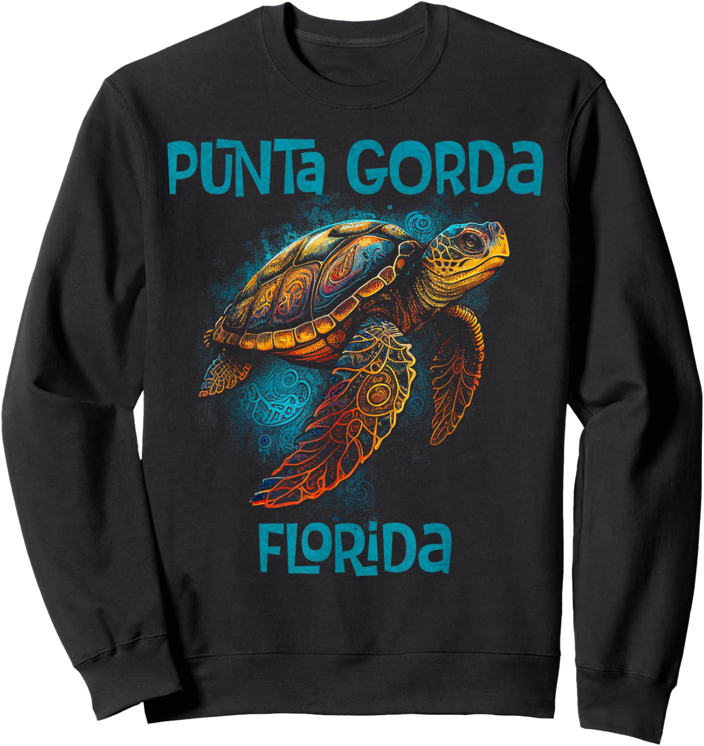 Punta Gorda Florida FL Retro Vintage Beach Sea Turtle Sweatshirt - Sweatshirt | Black