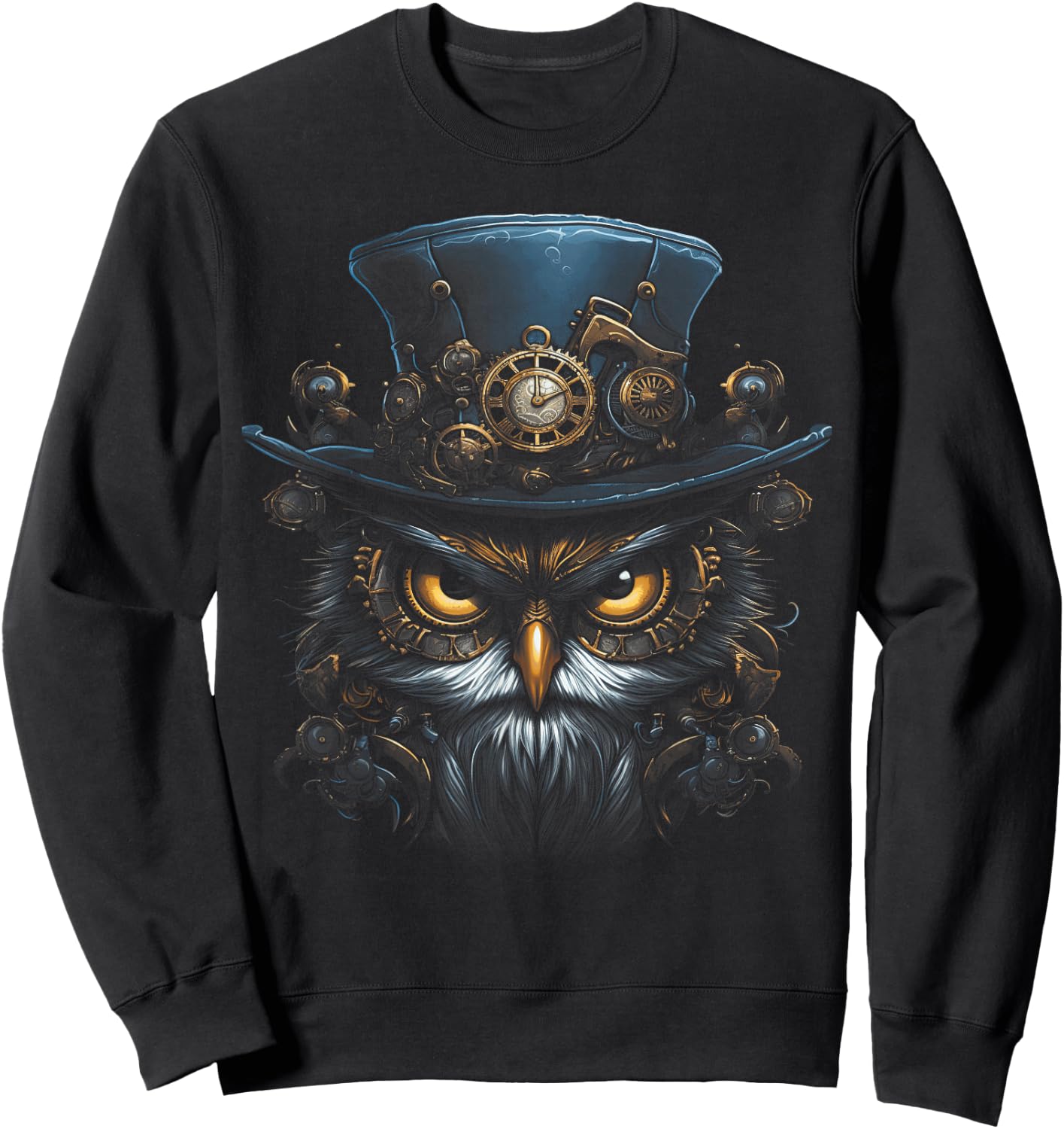 Steampunk Mechanical owl Victorian Bird Sweatshirt - Sweatshirt | Black