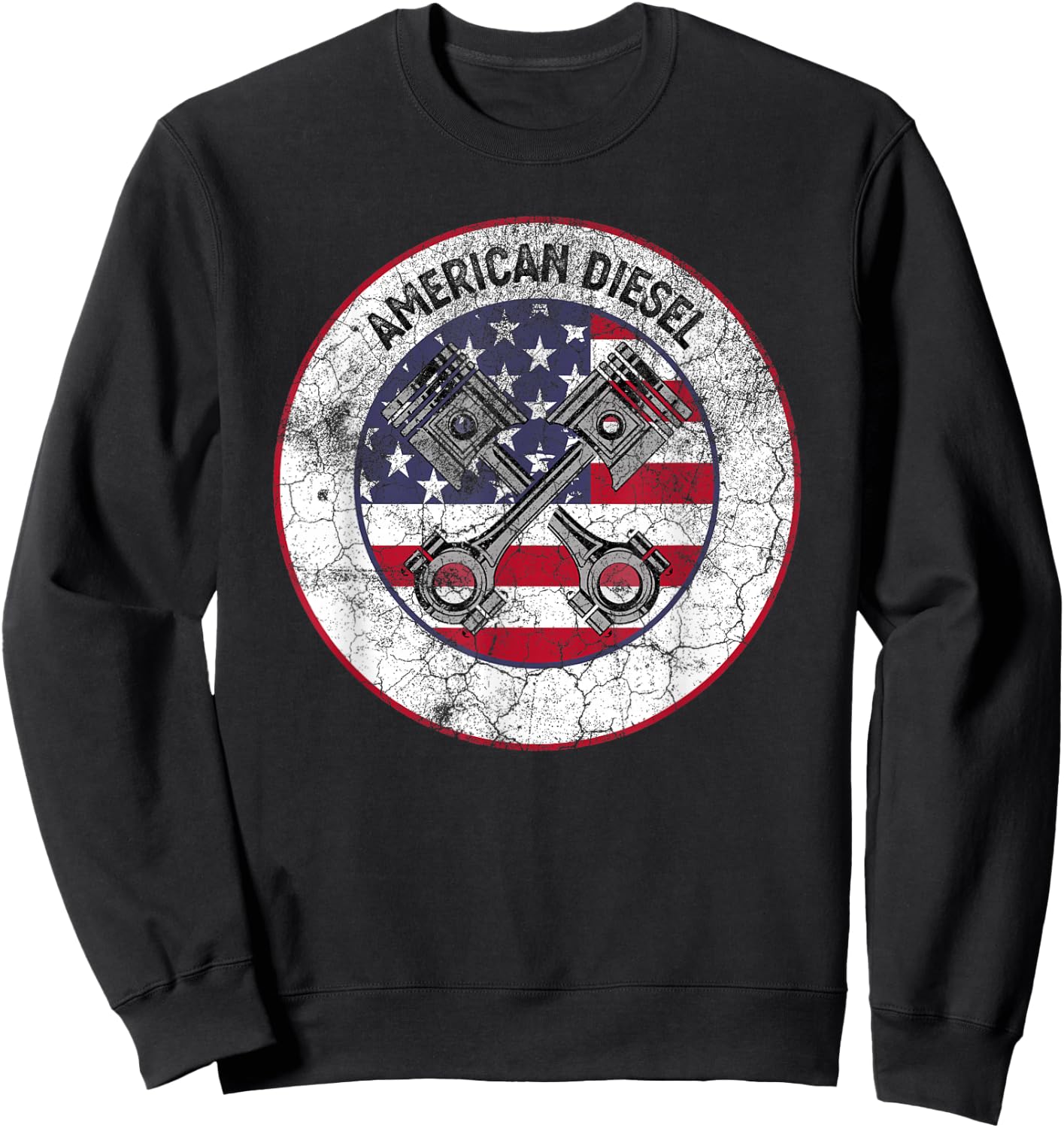 American Diesel Flag Vintage Diesel Mechanic Smoke Trucks Sweatshirt - Sweatshirt | Black