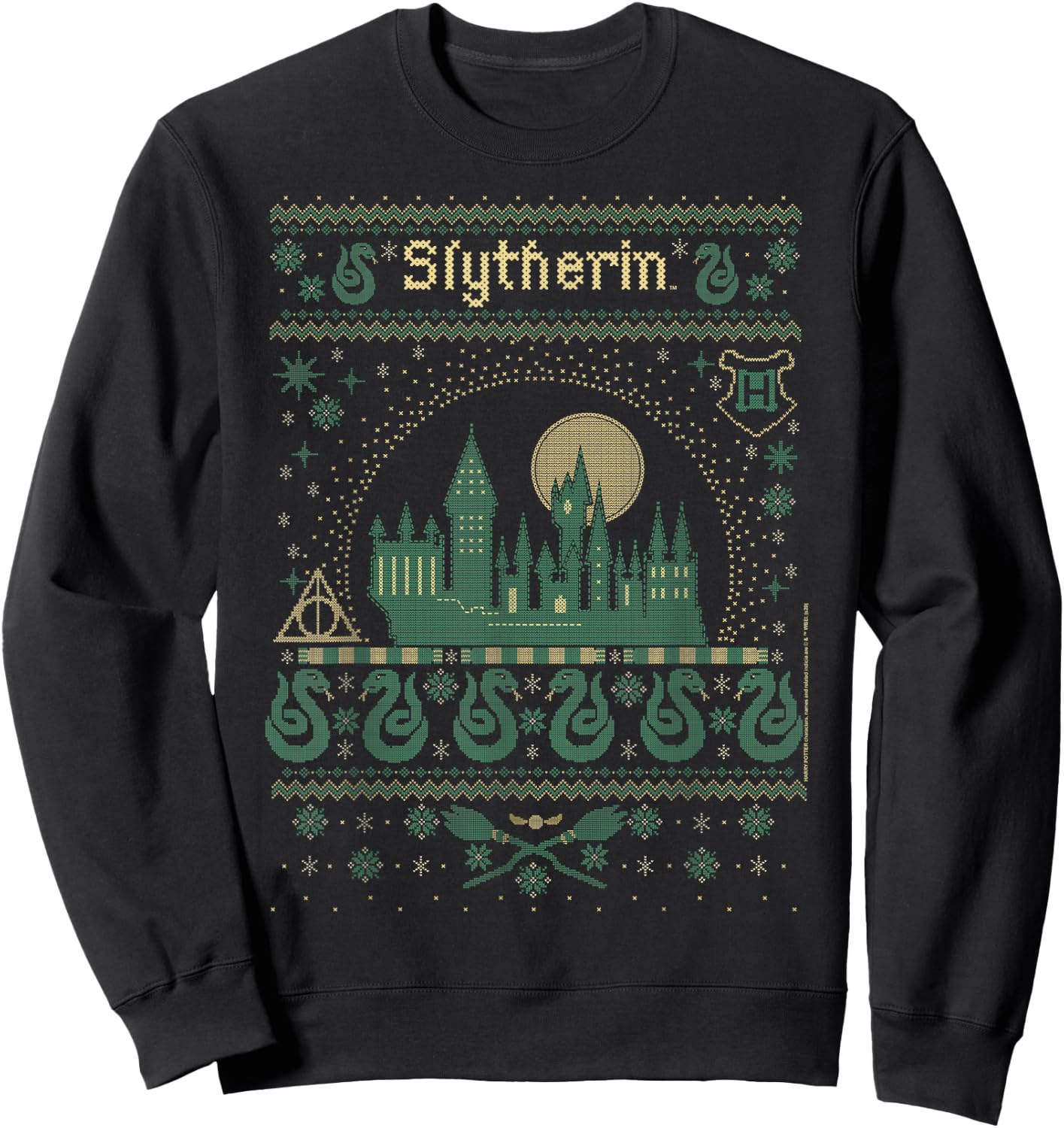 Harry Potter Christmas Slytherin Ugly Sweater Sweatshirt - Sweatshirt | Black