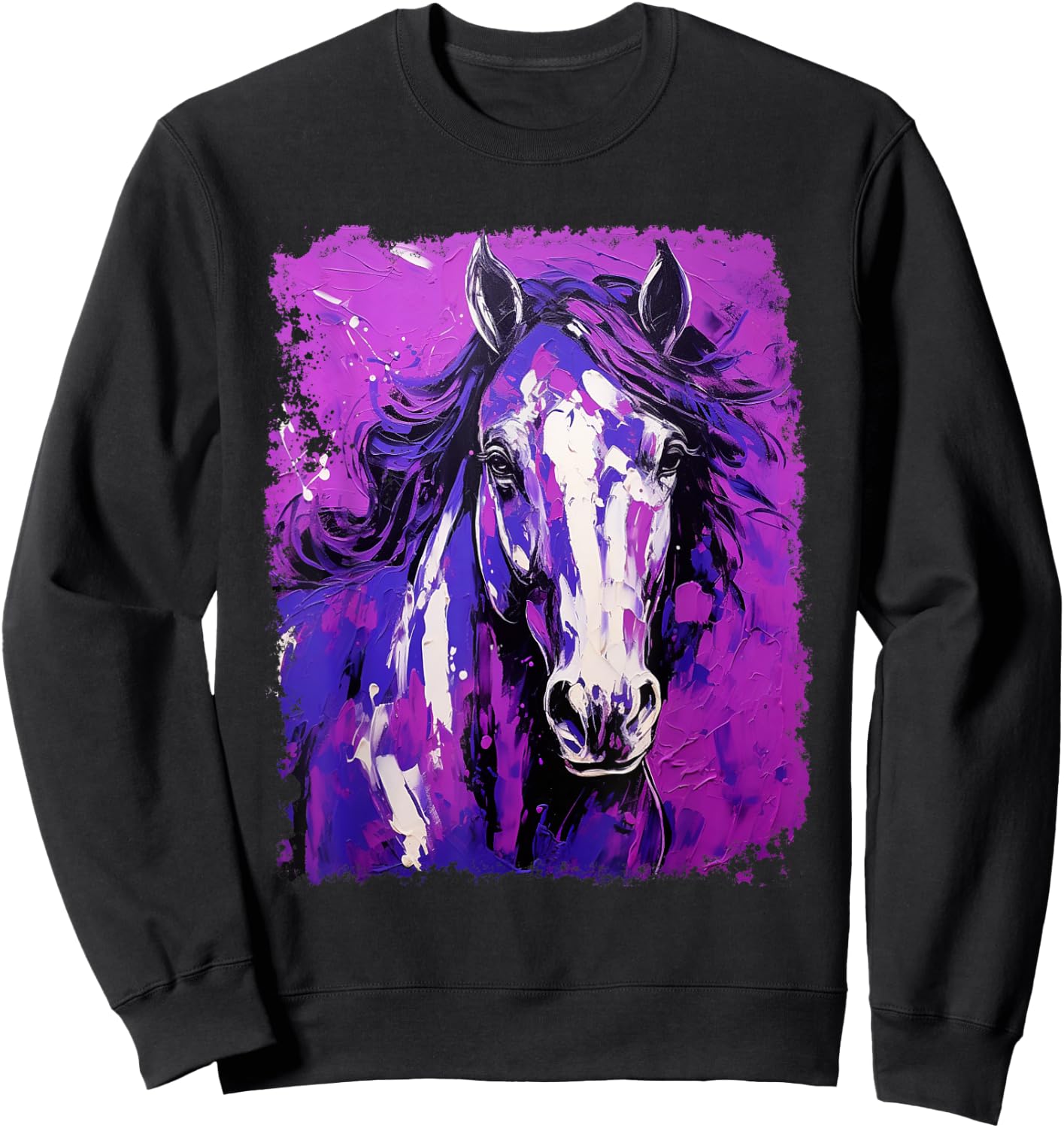 Farm Animal Purple Horse Sweatshirt - Sweatshirt | Black