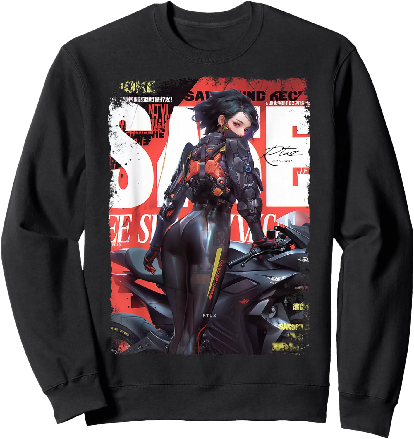 Supersport bike Superbike Pin-up girl racing motorcycle Sweatshirt - Sweatshirt | Black