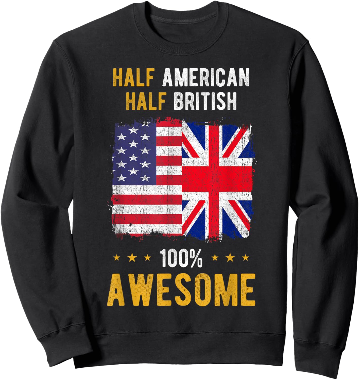 American Great Britain Flag - Half American Half British Sweatshirt - Sweatshirt | Black