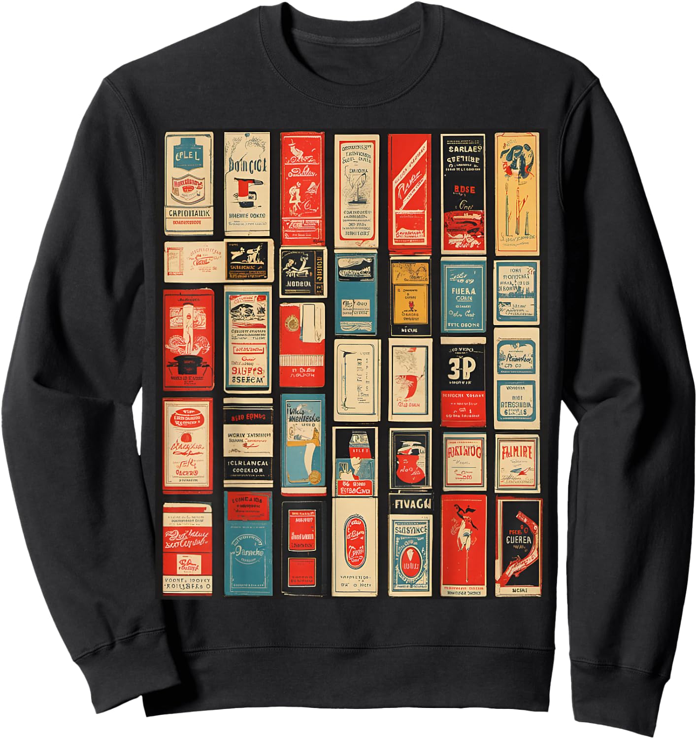 Vintage Matchbook Cover Collection Graphic Sweatshirt - Sweatshirt | Black