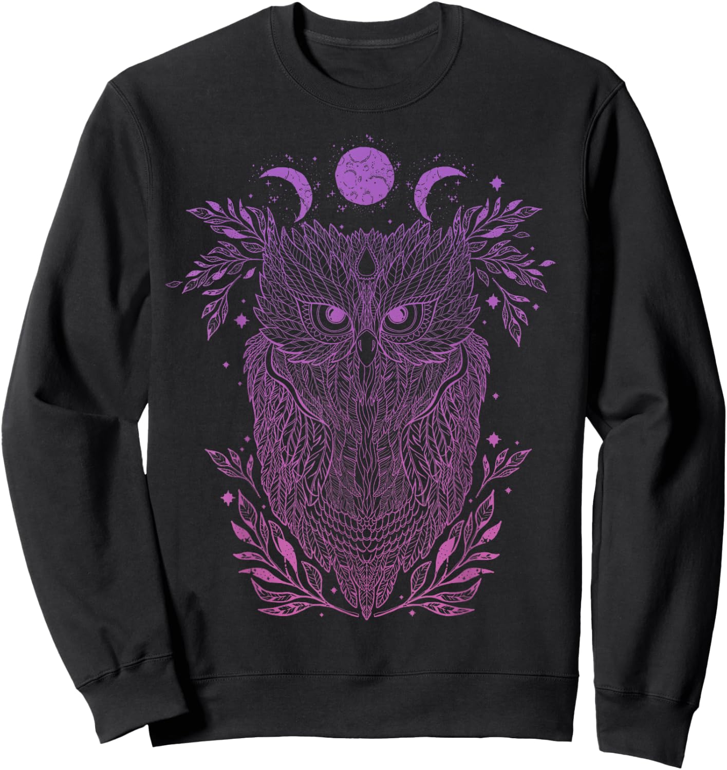 Geometric Night Owl Abstract Art Silhouette Psychedelic Gift Sweatshirt - Sweatshirt | Black