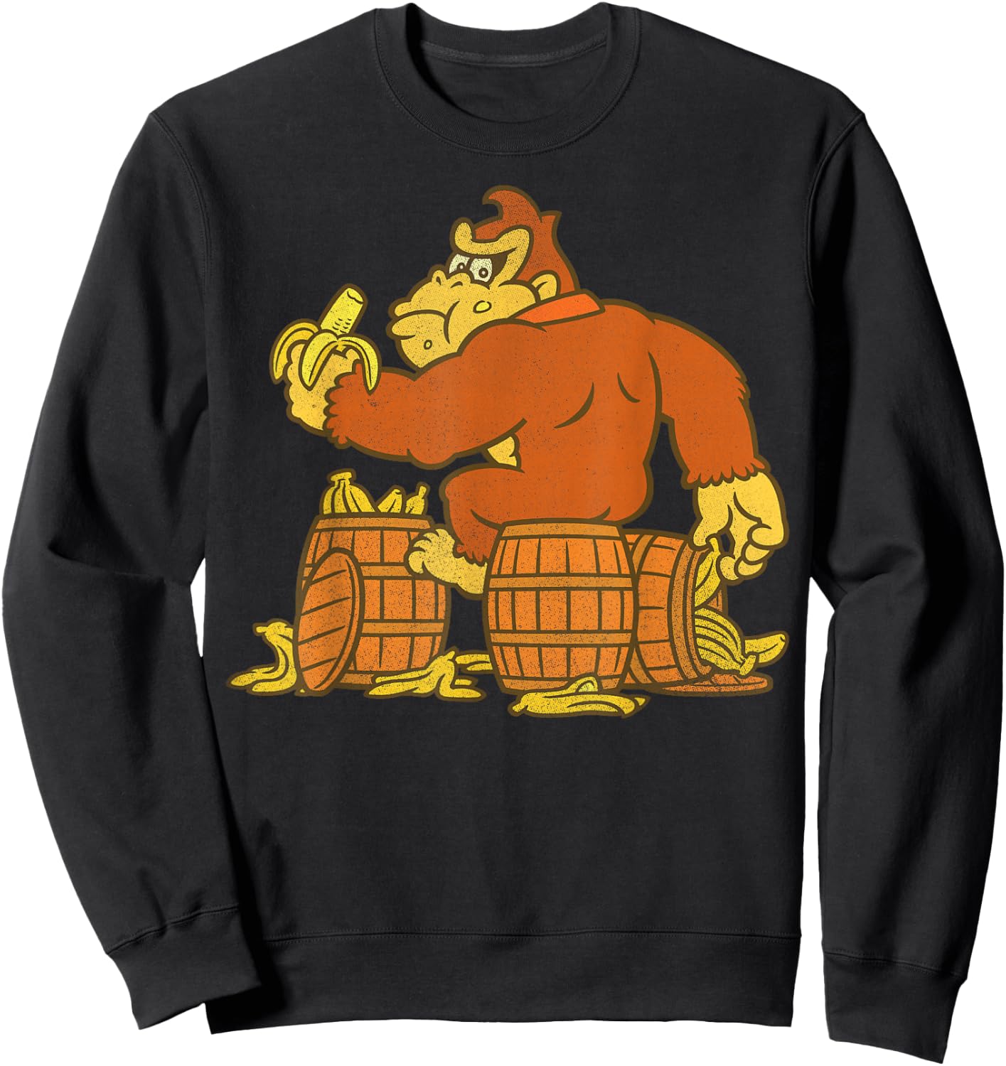 Super Mario Donkey Kong Bananas On Barrel Sweatshirt - Sweatshirt | Black