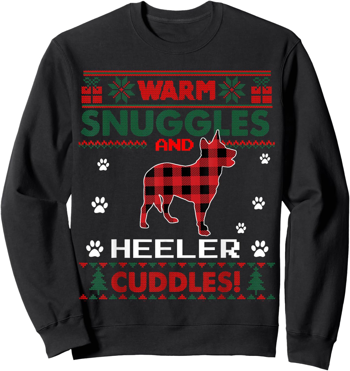 Heeler Dog Lover Christmas Pajama Shirt Xmas Ugly Christmas Sweatshirt - Sweatshirt | Black