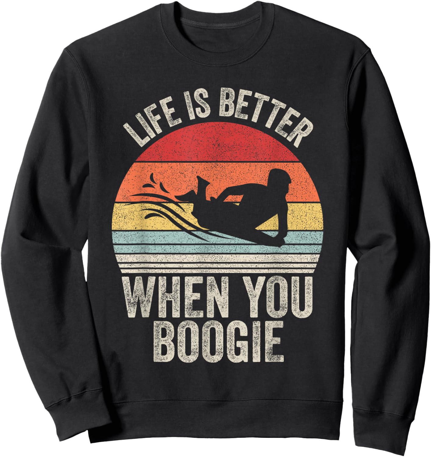 Catch Some Rays Vintage Retro Life Is Better When You Boogie Board - Women's Adults Black Short Sleeve Classic Fit - Small Sweatshirt - Sweatshirt | Black