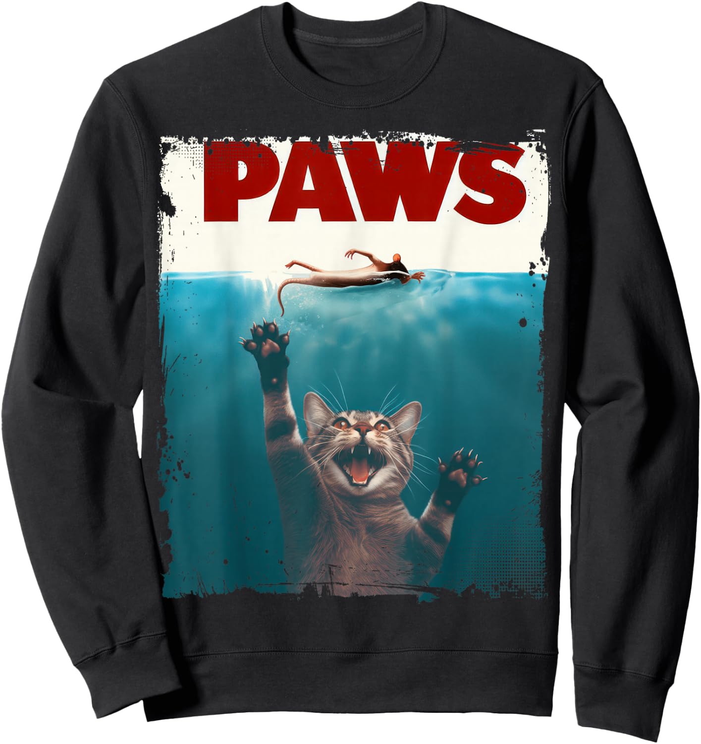 Paws Kitten Meow Parody Funny Cat Lover Gifts Cute Cat Sweatshirt - Sweatshirt | Black
