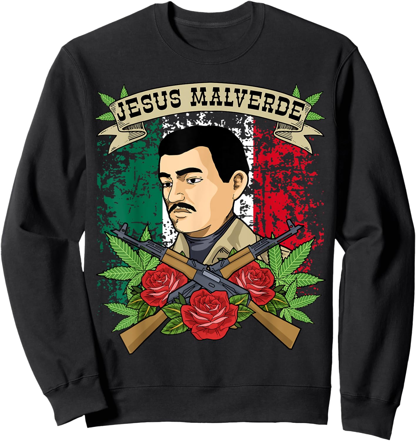 Jesus Malverde Shirt & Men Gifts Jesus Malverde Sweatshirt - Sweatshirt | Black