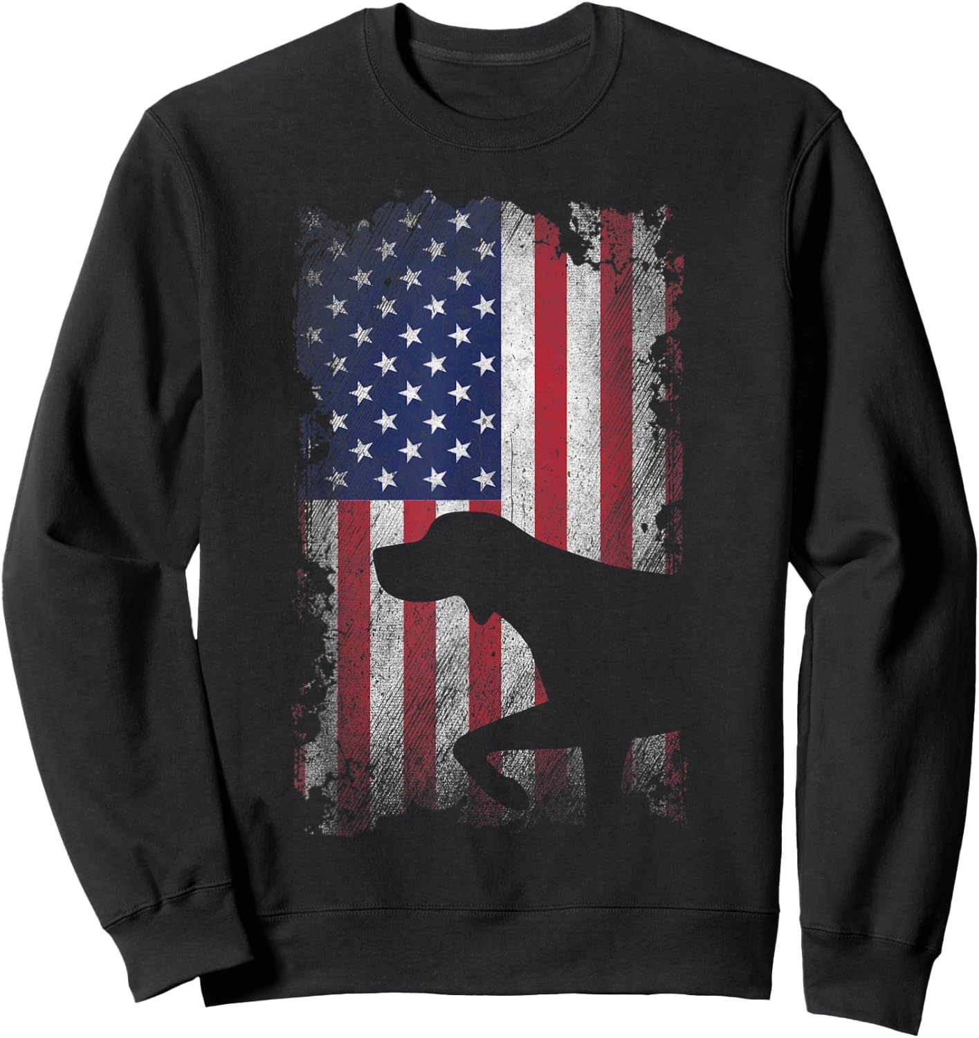 Patriotic German Shorthaired Pointer American Flag GSP Dog Sweatshirt - Sweatshirt | Black