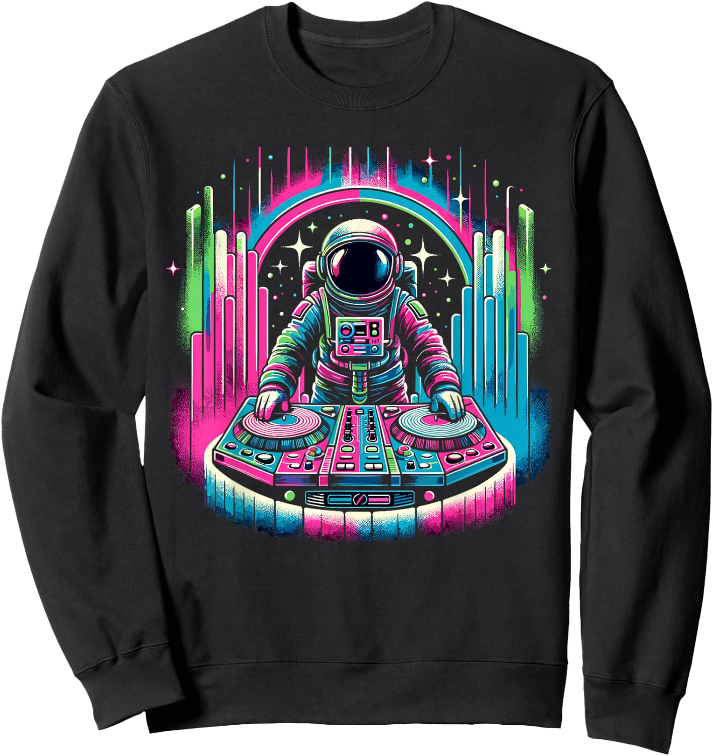 Retro Astronaut DJ Men Women Kids Funny Astronaut Sweatshirt - Sweatshirt | Black