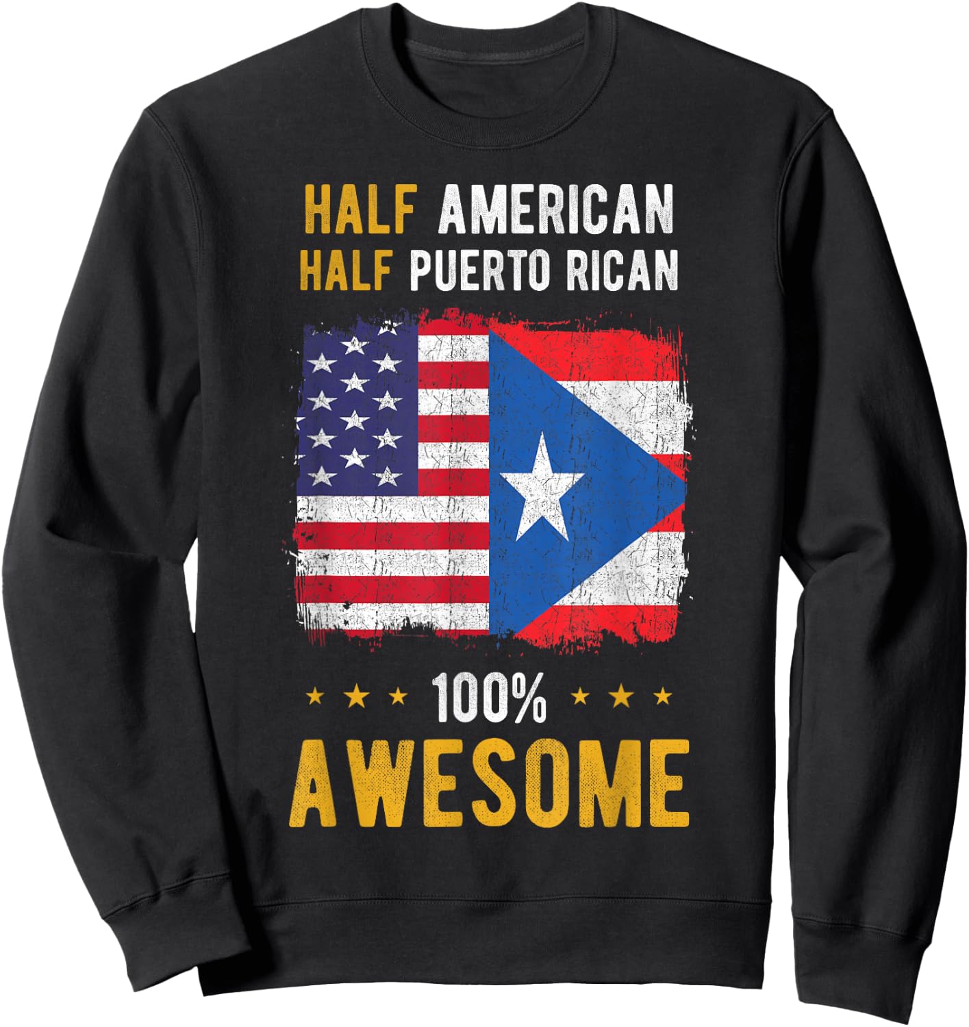 American Puerto Rican Flag - Half American Half Puerto Rican Sweatshirt - Sweatshirt | Black