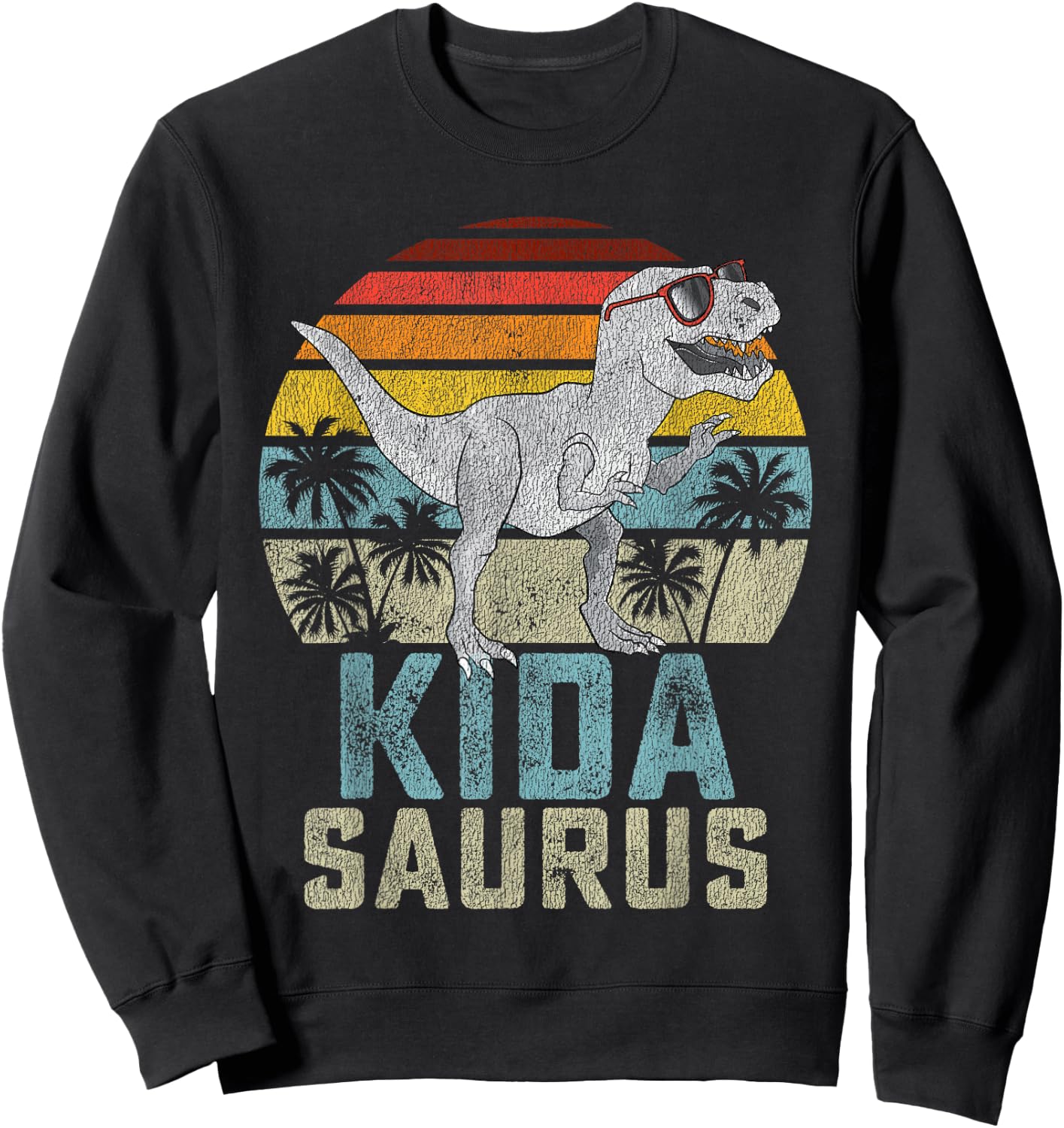 Kidasaurus T Rex Dinosaur Kid Saurus Family Matching Sweatshirt - Sweatshirt | Black