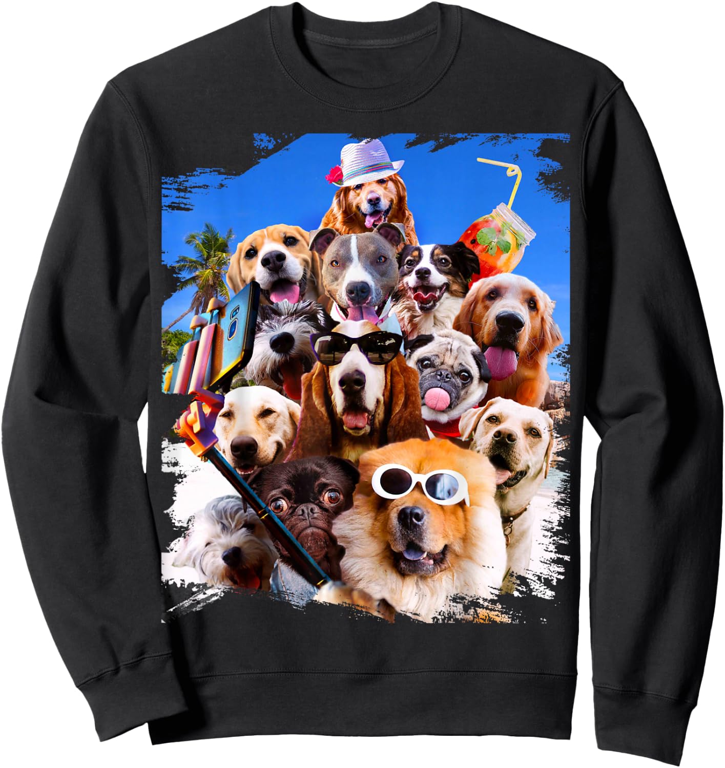 Dog Selfie with Glasses Sweatshirt - Sweatshirt | Black