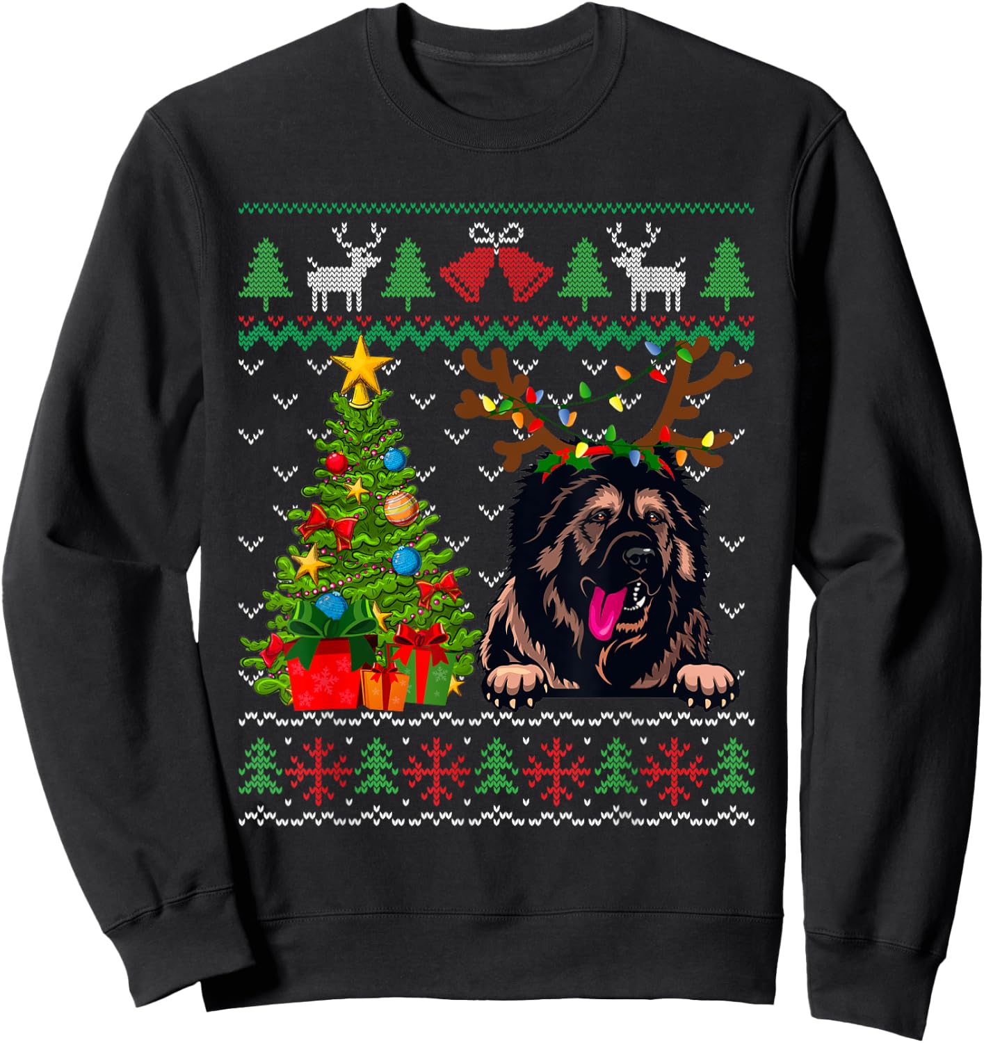 Caucasian Shepherd Dog Merry Christmas Reindeer Truck Xmas Sweatshirt - Sweatshirt | Black
