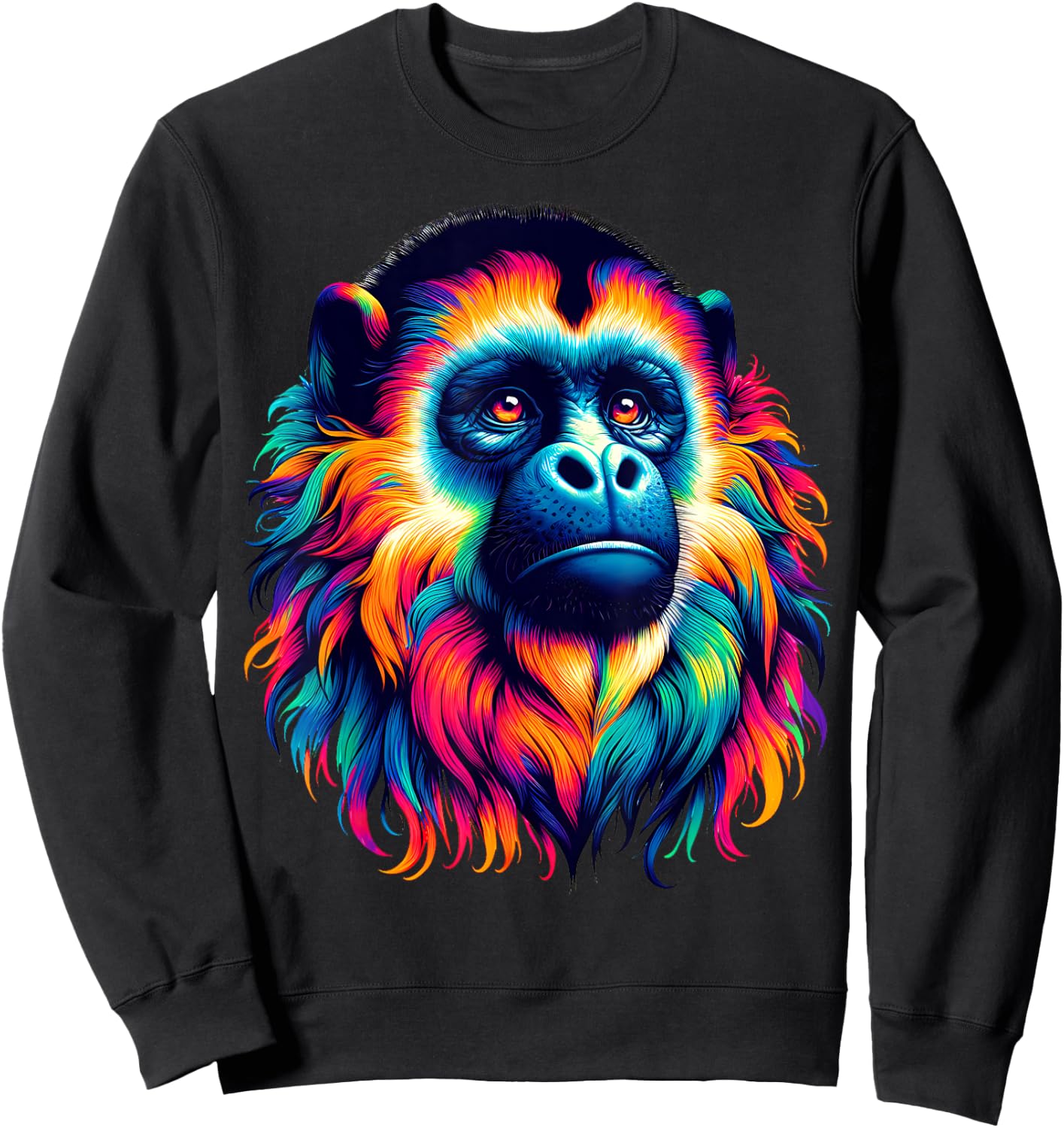 Cool Howler Monkey Spirit Animal Illustration Tie Dye Art Sweatshirt - Sweatshirt | Black
