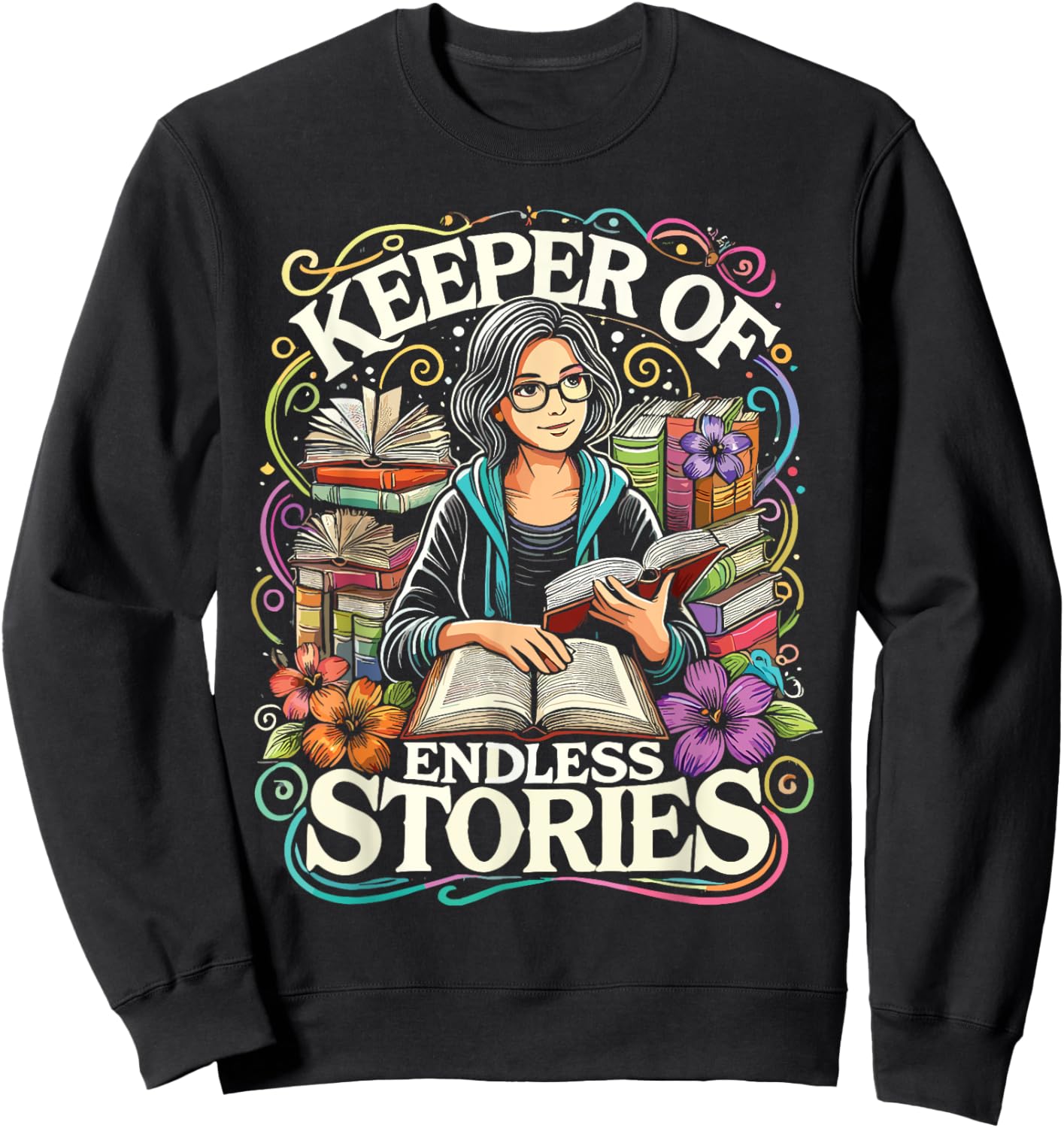 Library Keeper Of Endless Stories Librarian Sweatshirt - Sweatshirt | Black