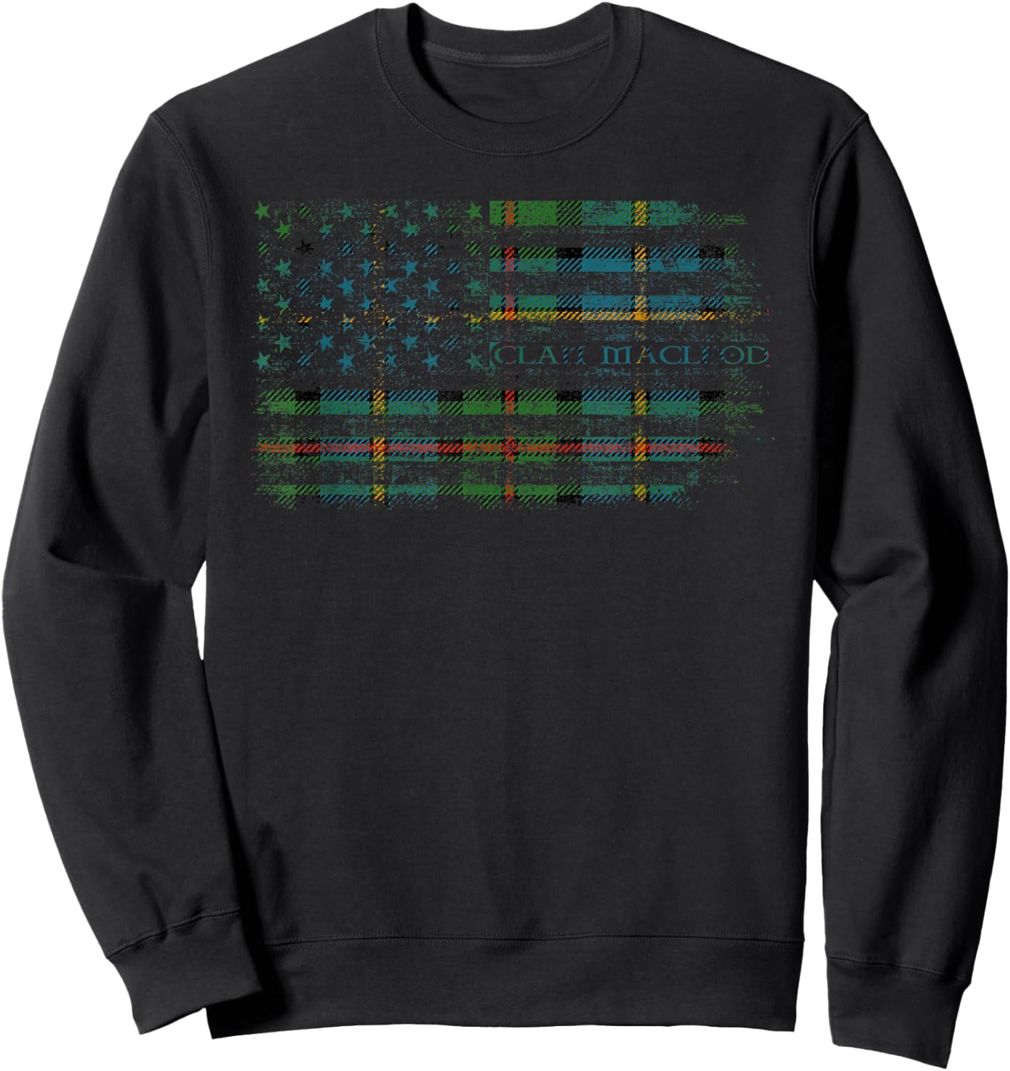 Clan MacLeod of Harris Scottish tartan US flag kilt Scotland Sweatshirt - Sweatshirt | Black