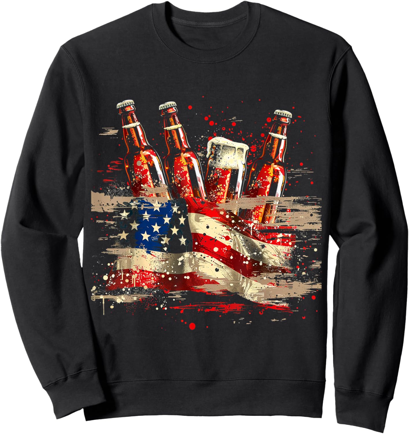 American Flag Beer Sweatshirt - Sweatshirt | Black