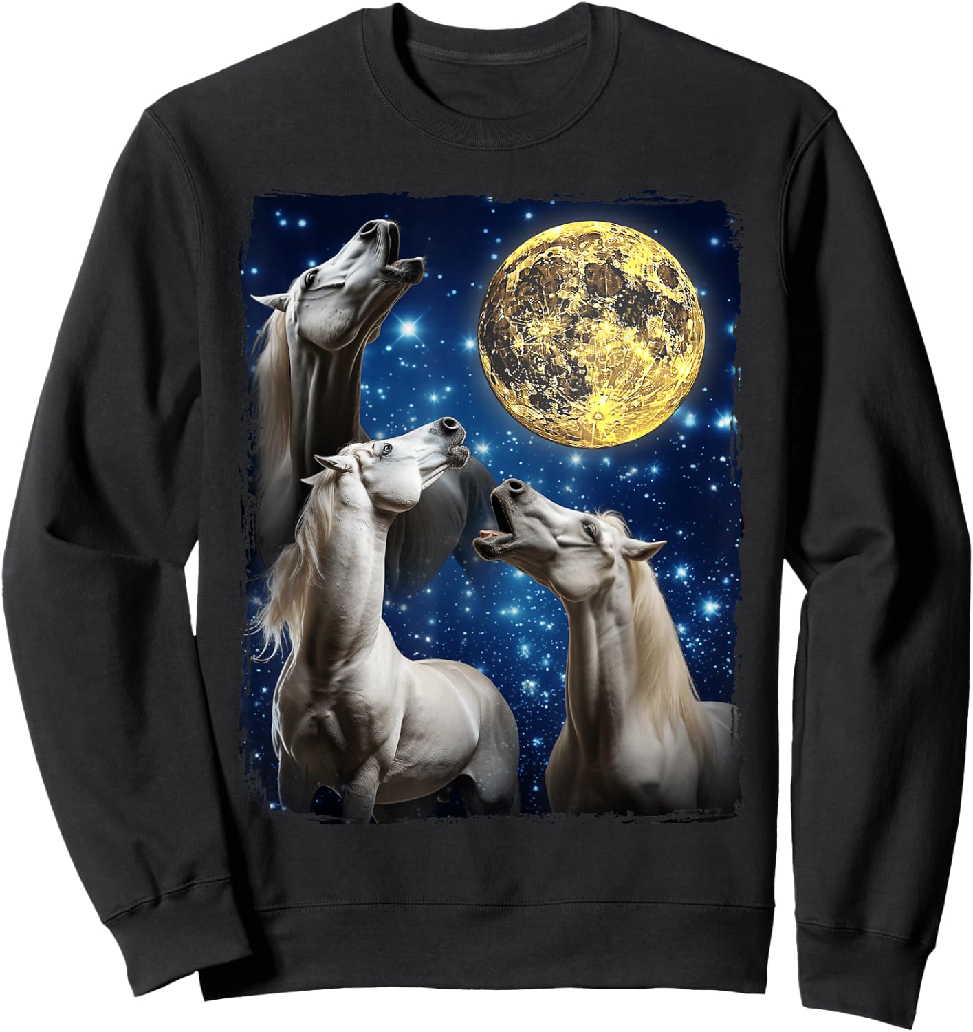 Horses Howling At The Moon Sweatshirt - Sweatshirt | Black