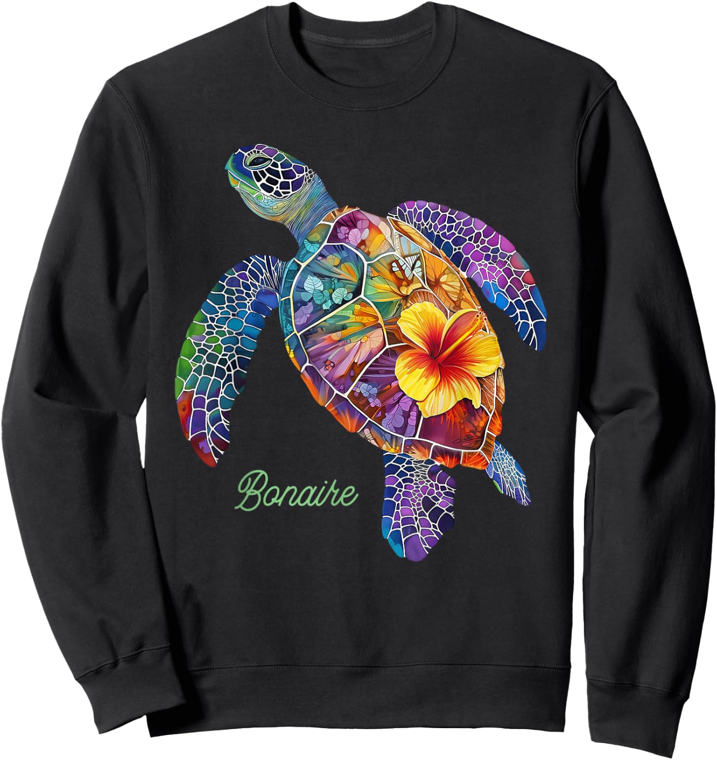 Bonaire Sea Turtle Scuba Dive Ocean Vintage Sweatshirt - Sweatshirt | Black