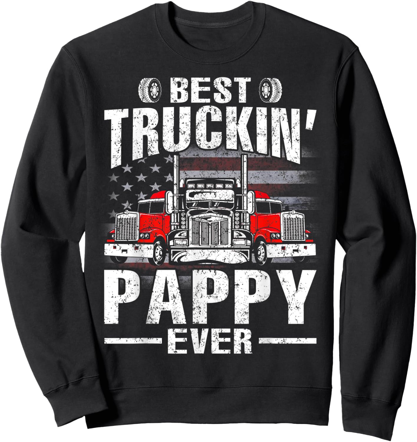 Best Truckin' Pappy Ever USA Flag Men Sweatshirt - Sweatshirt | Black