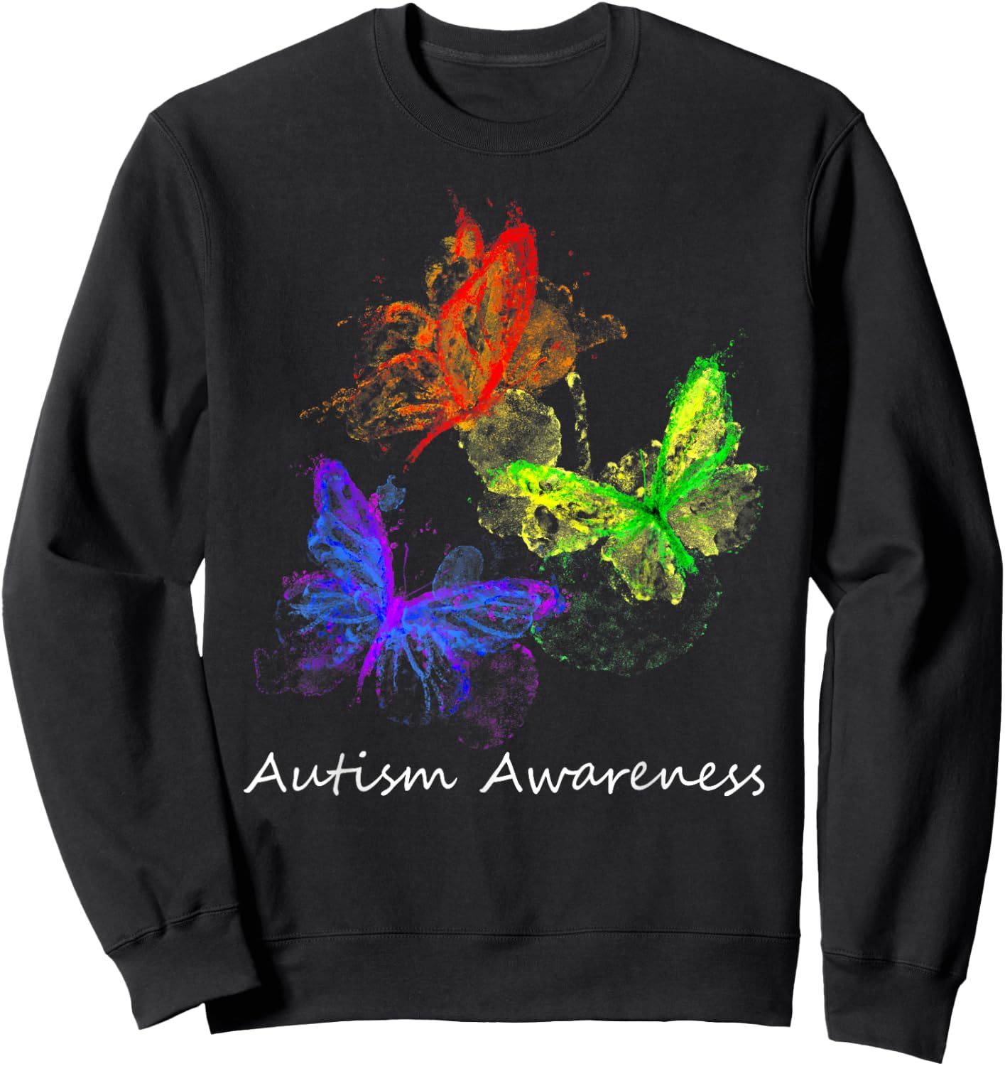 Autism Awareness Butterflies Without Puzzle Pieces Colorful Sweatshirt - Sweatshirt | Black